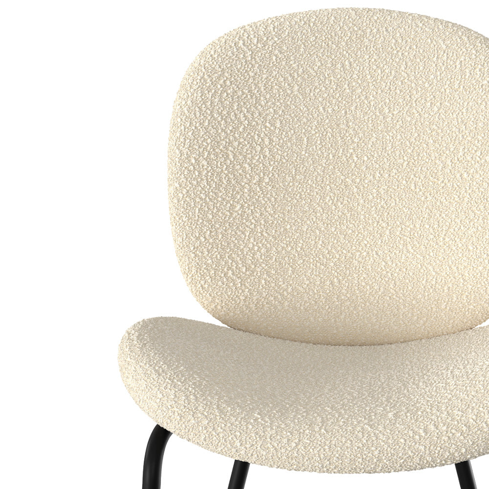 set di 2 sedie iris in tessuto bouclé beige con piedi neri