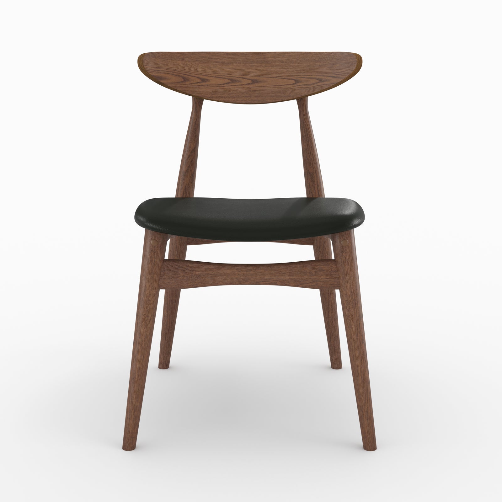 set di 2 sedie josette in pelle sintetica nera e legno di hevea