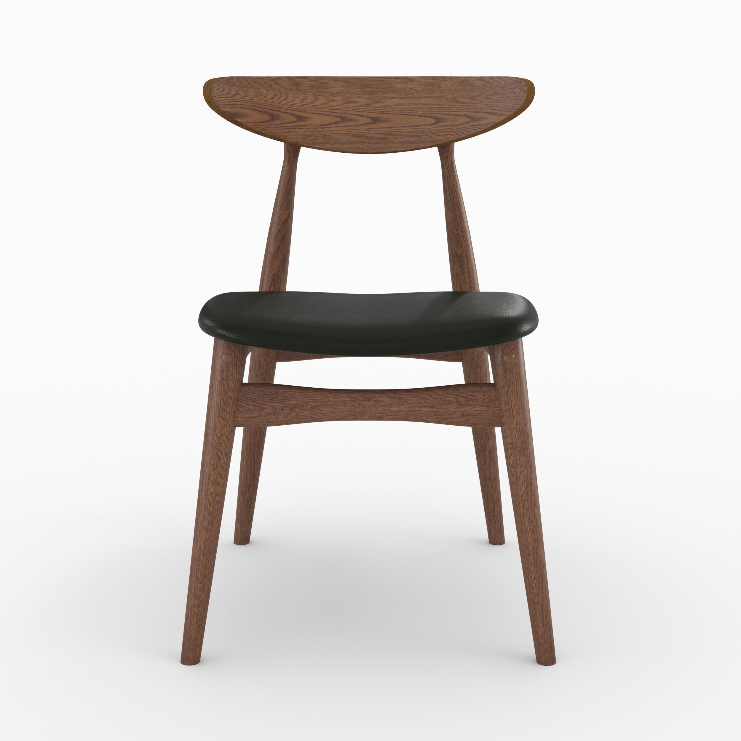 set di 2 sedie josette in pelle sintetica nera e legno di hevea