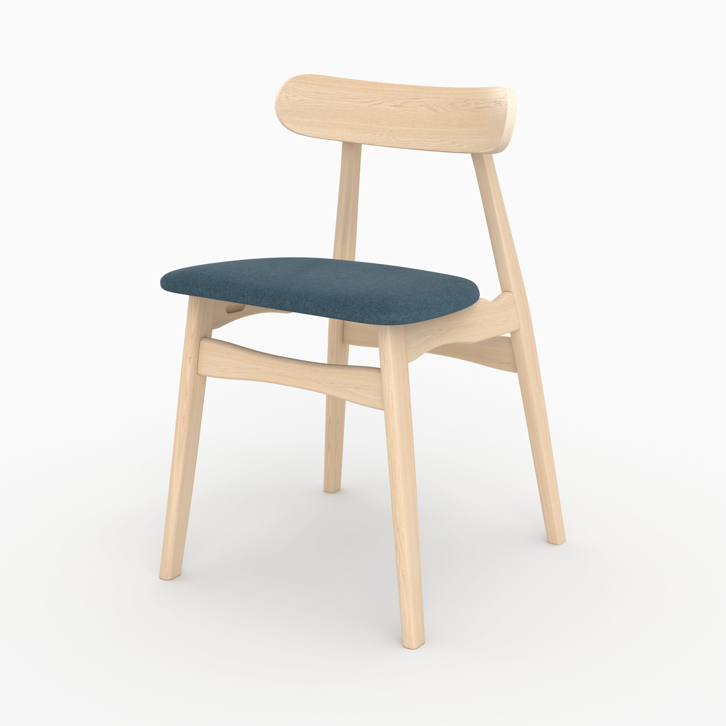 set di 2 sedie Josette in legno chiaro e tessuto blu
