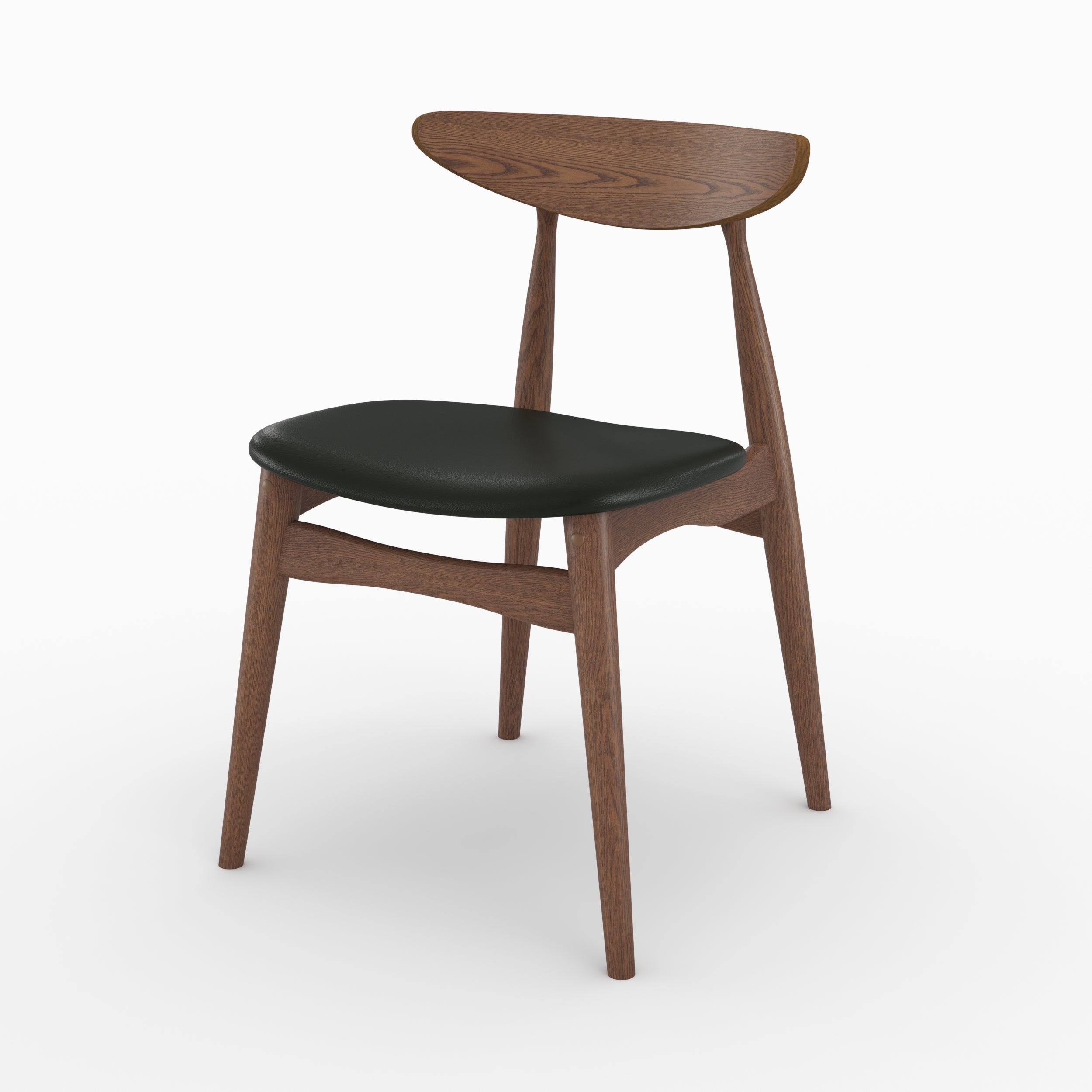 set di 2 sedie josette in pelle sintetica nera e legno di hevea