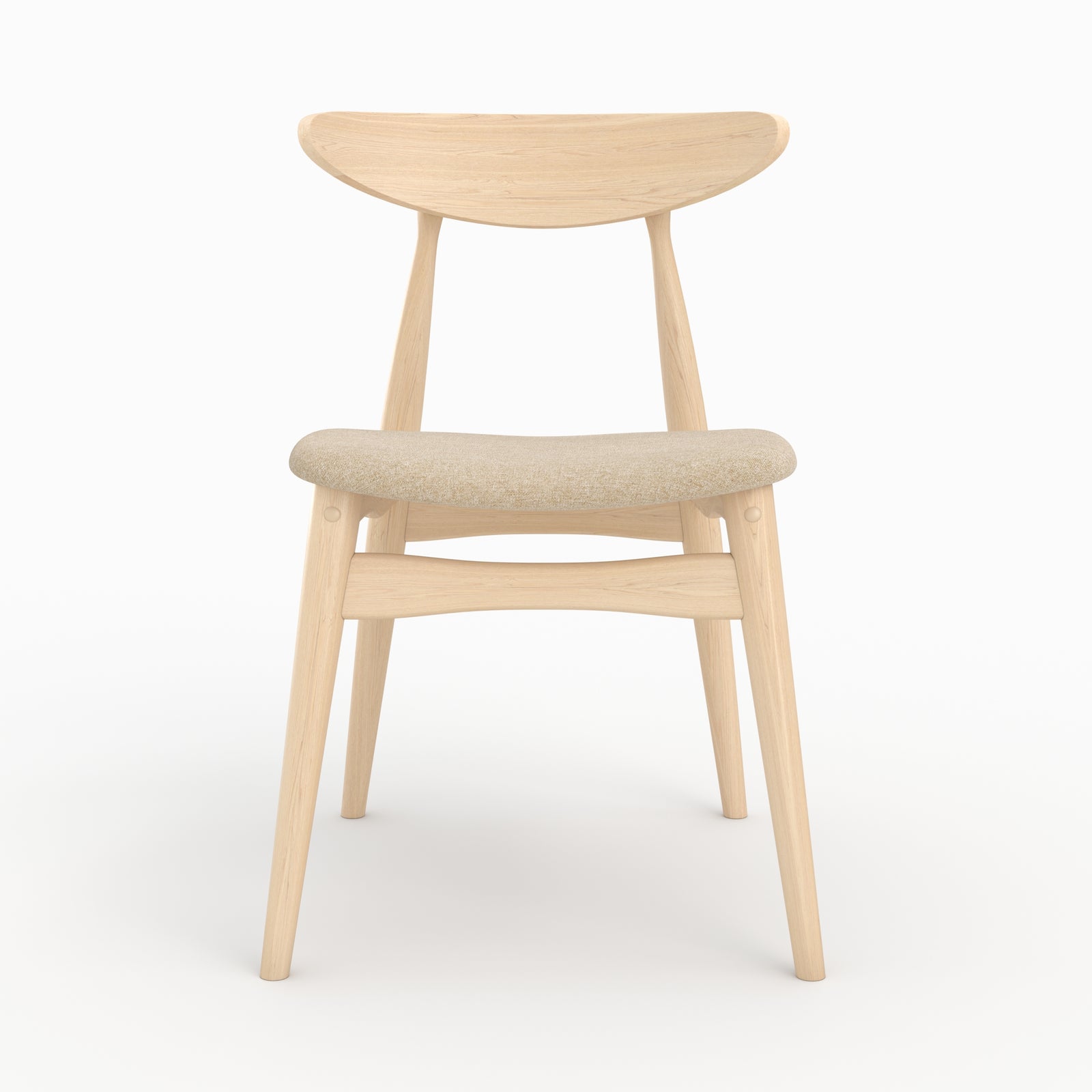set di 2 sedie Josette in tessuto beige e legno di hevea chiaro