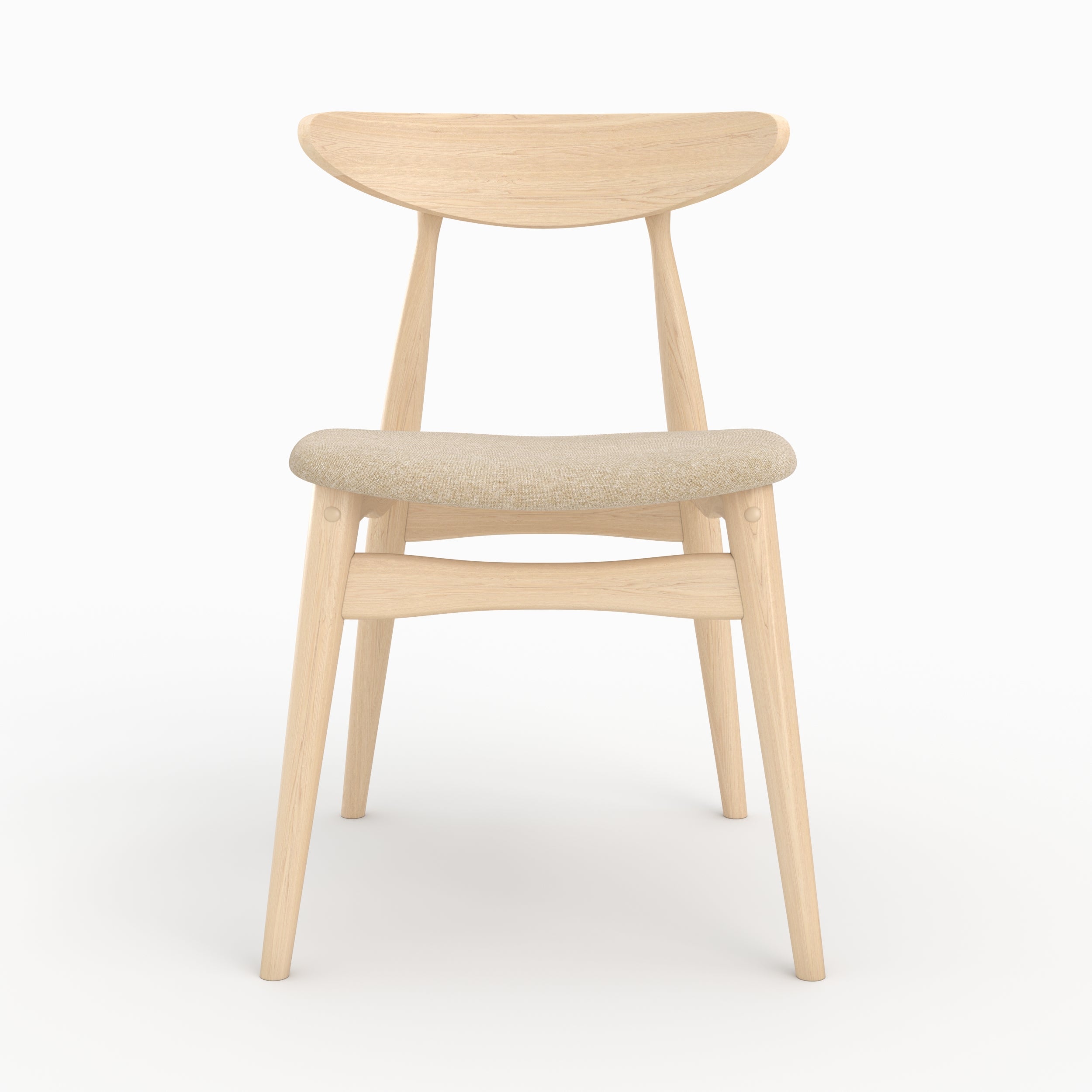 set di 2 sedie Josette in tessuto beige e legno di hevea chiaro