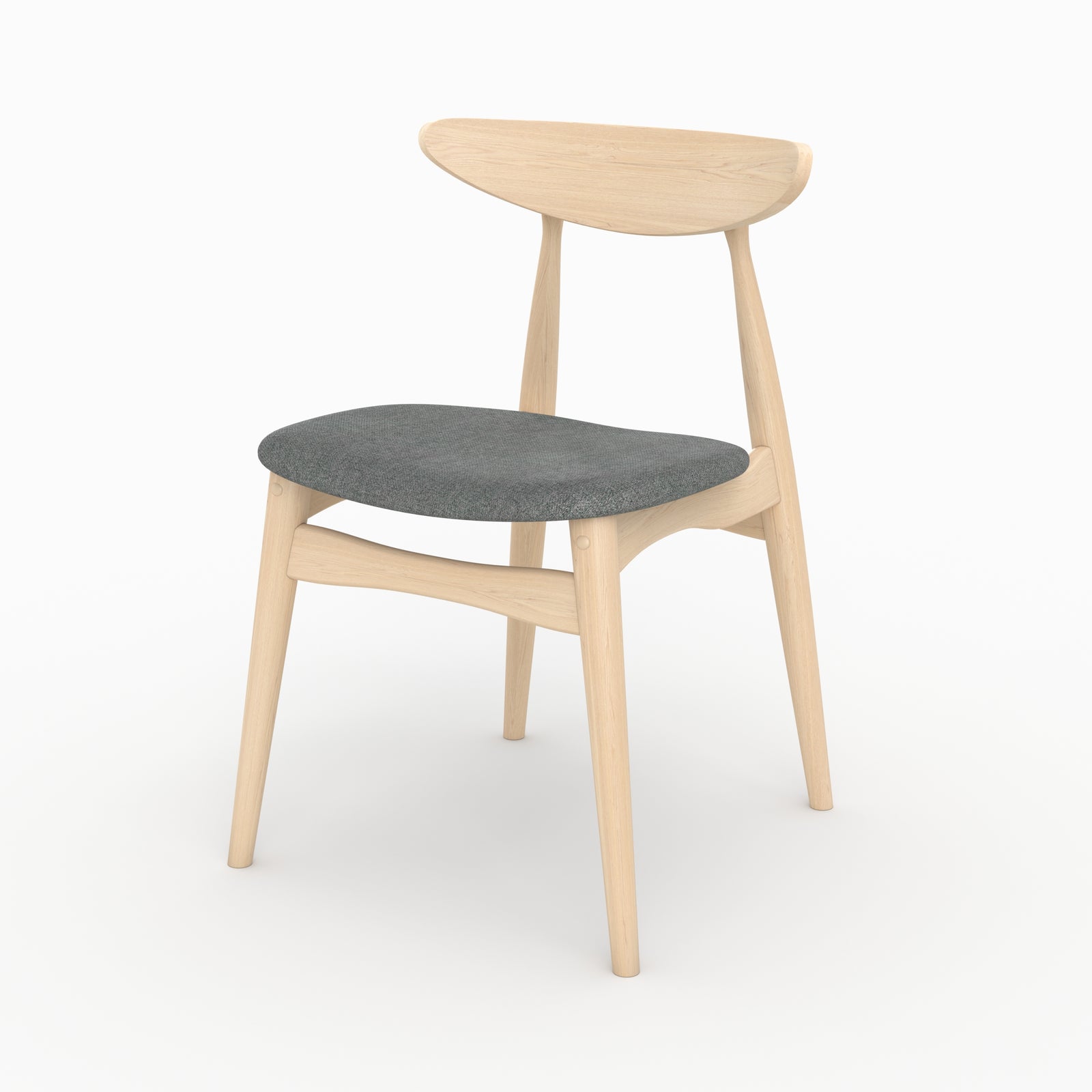 set di 2 sedie josette tessuto grigio legno hevea chiaro