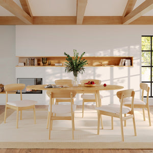 set di 2 sedie lana in tessuto beige e legno chiaro
