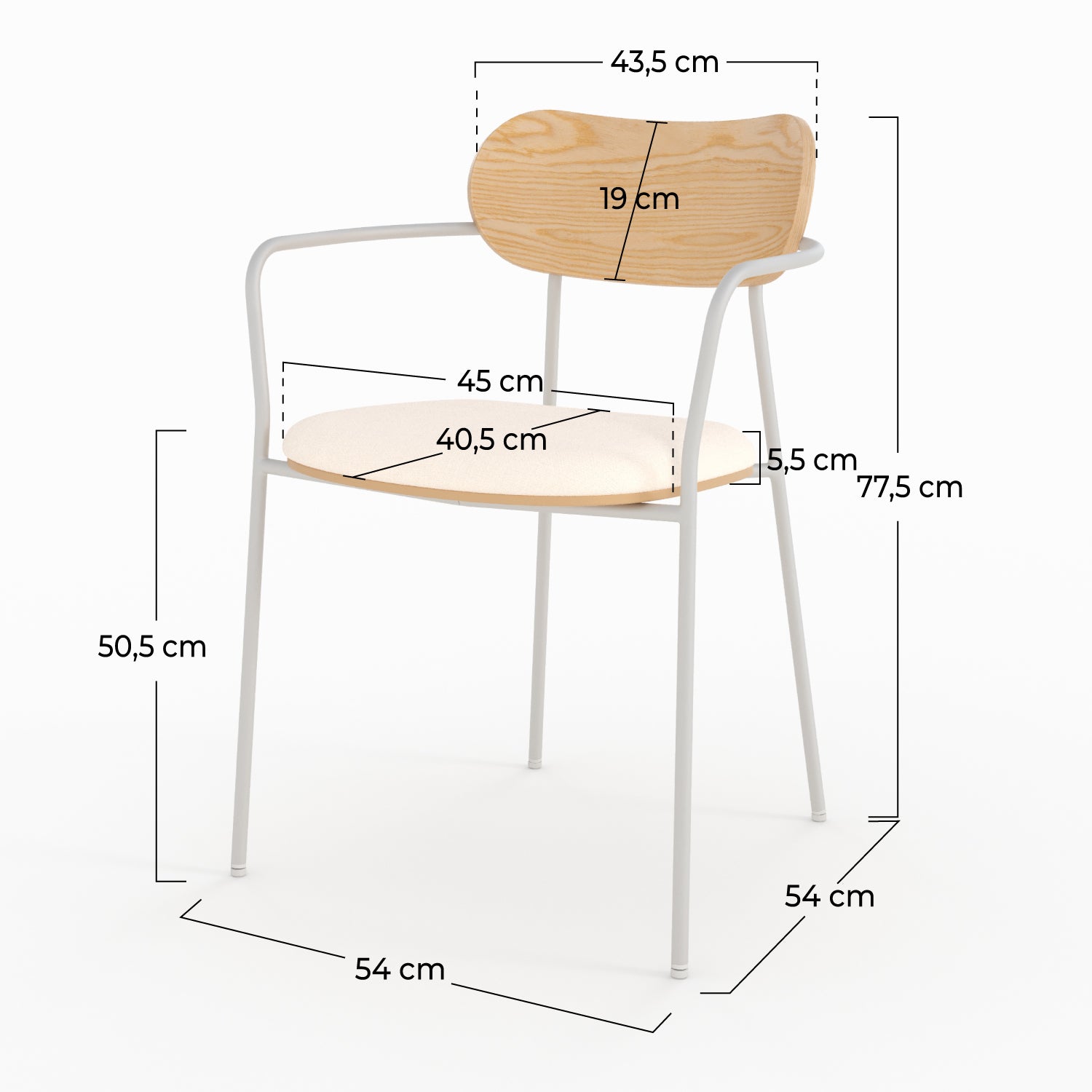 Lot de 2 chaises marine en tissu beige et placage en bois clair zoom produit