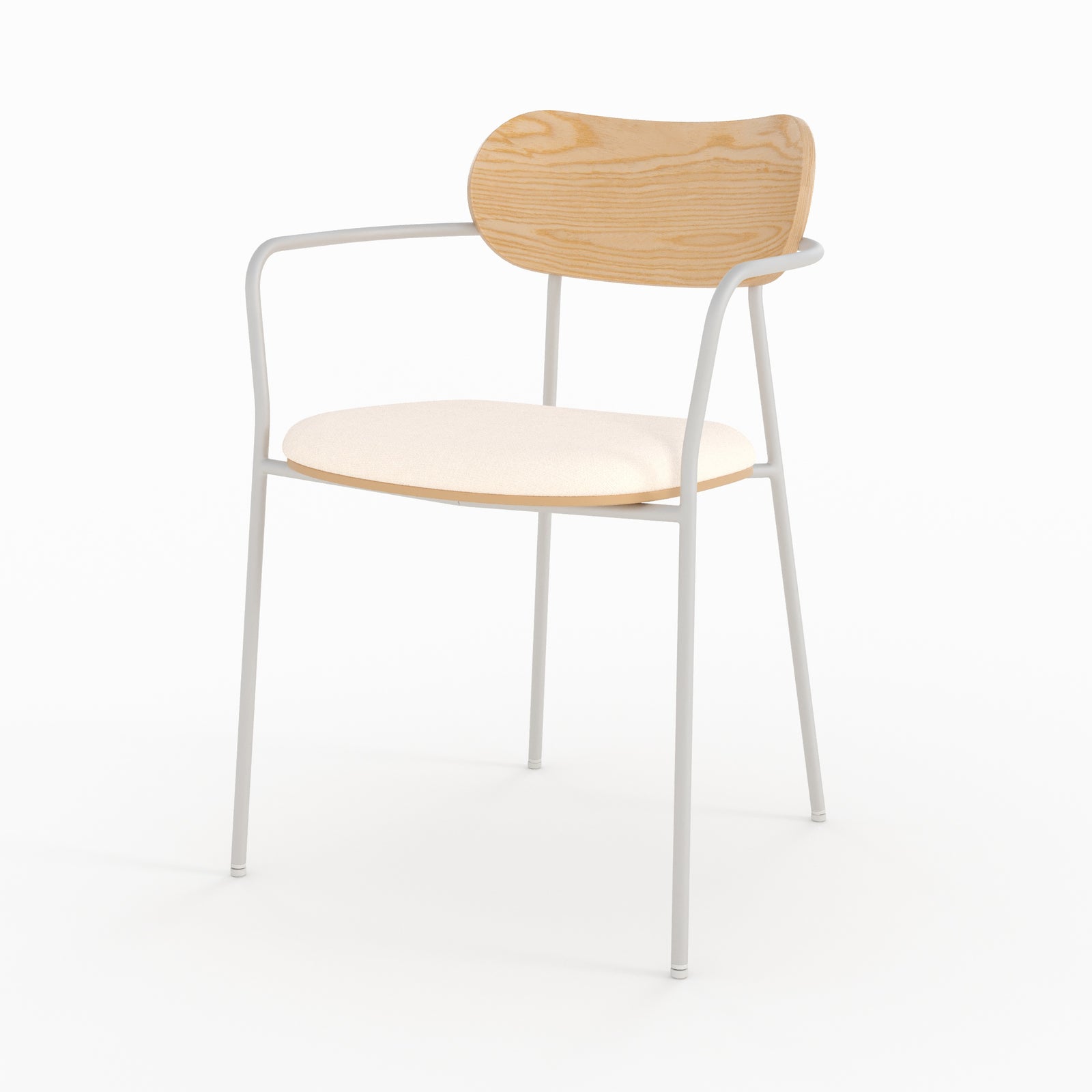 Lot de 2 chaises marine en tissu beige et placage en bois clair