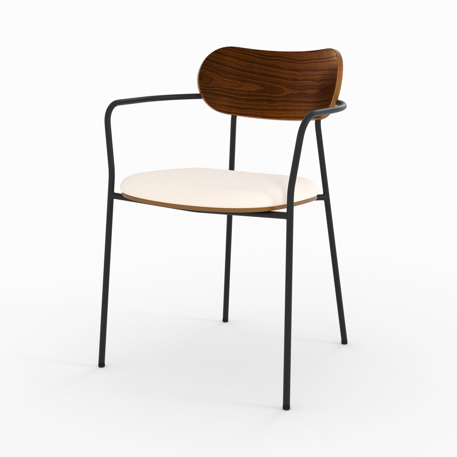 Lot de 2 chaises marine en tissu beige et placage en bois foncé intérieur
