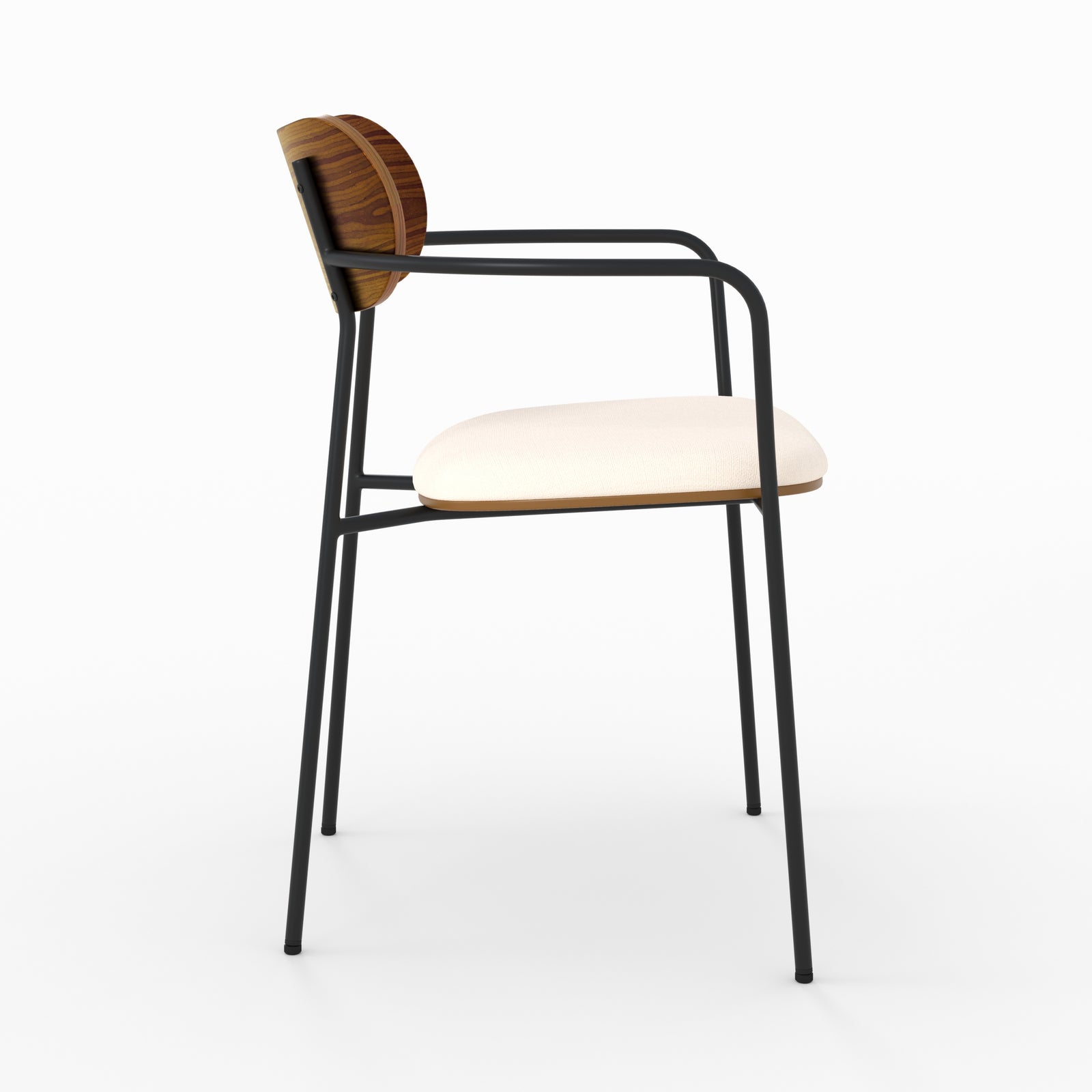 Lot de 2 chaises marine en tissu beige et placage en bois foncé zoom produit