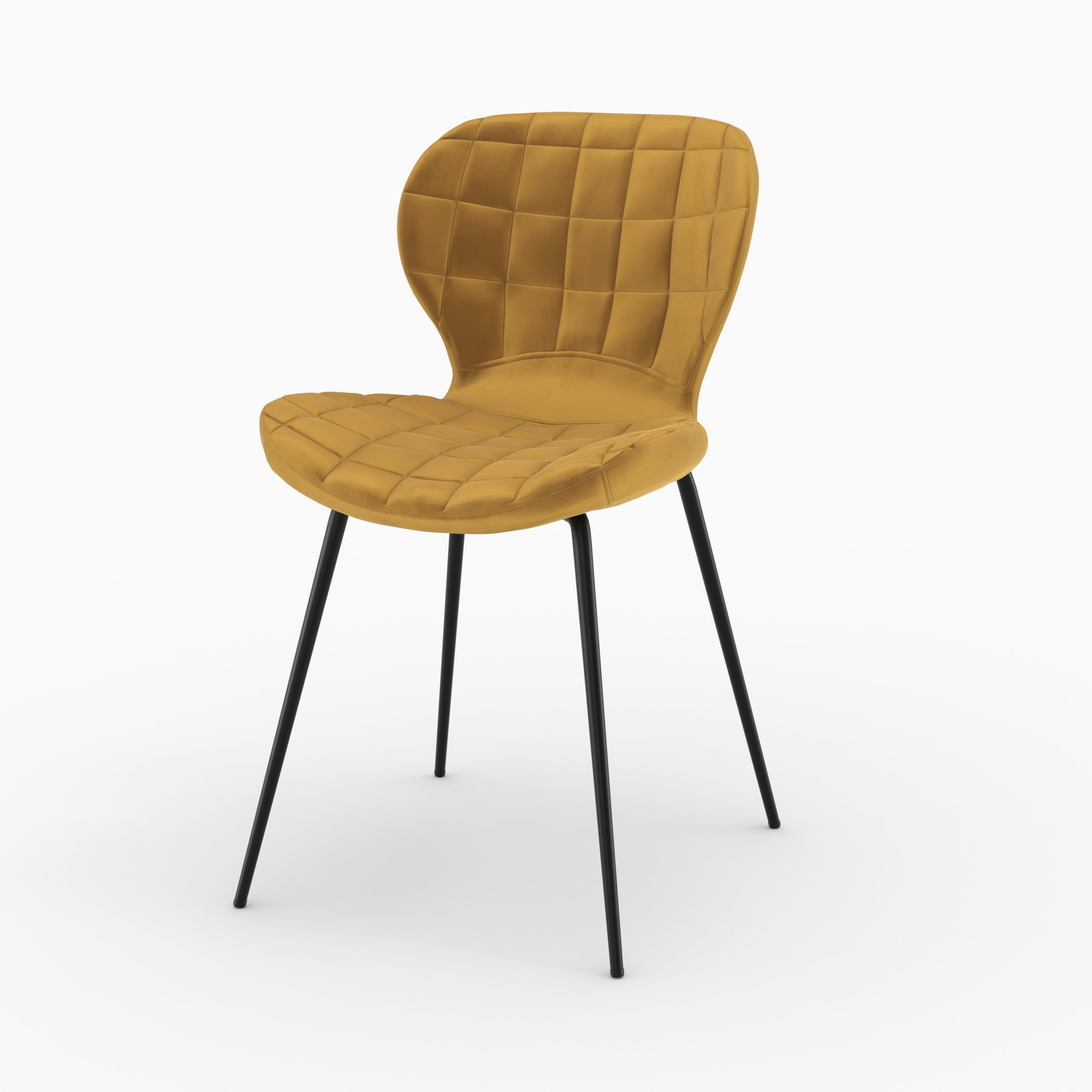 set di 2 sedie mazzia in velluto giallo curry con piedi in metallo