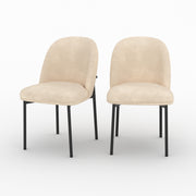 Lot de 2 chaises Noah en tissu beige et pieds en métal noir - Maison Pavane