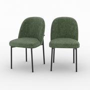 Lot de 2 chaises Noah en tissu vert sapin et pieds en métal noir - Maison Pavane