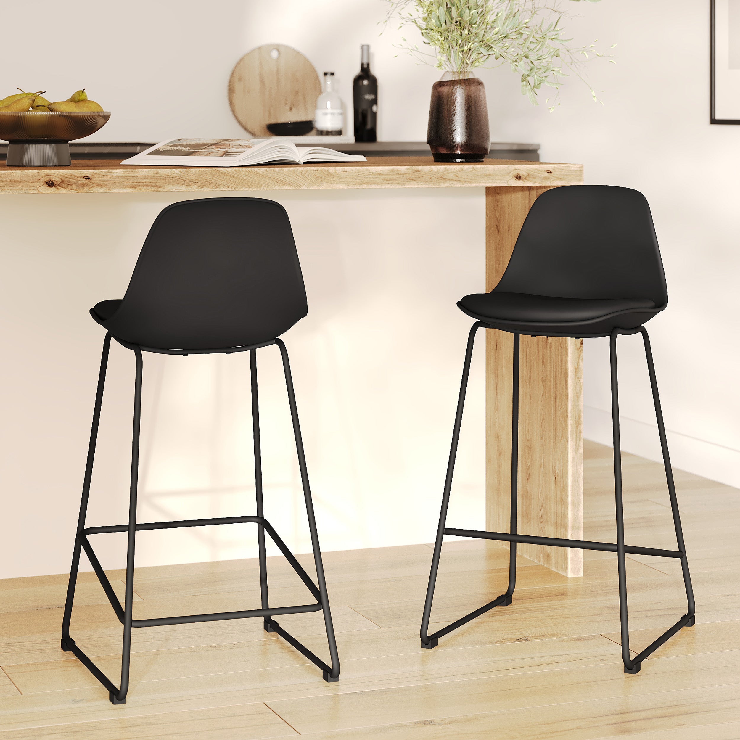Lot de 2 chaises noir plastique leni