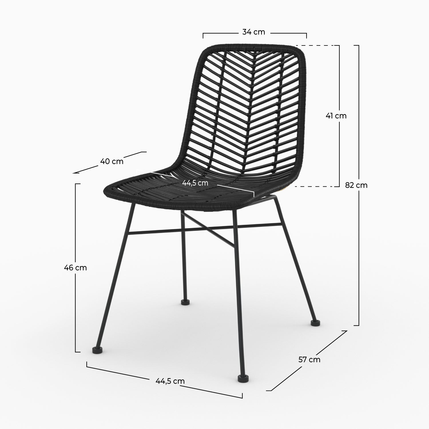 set di 2 sedie nere in rattan tamara