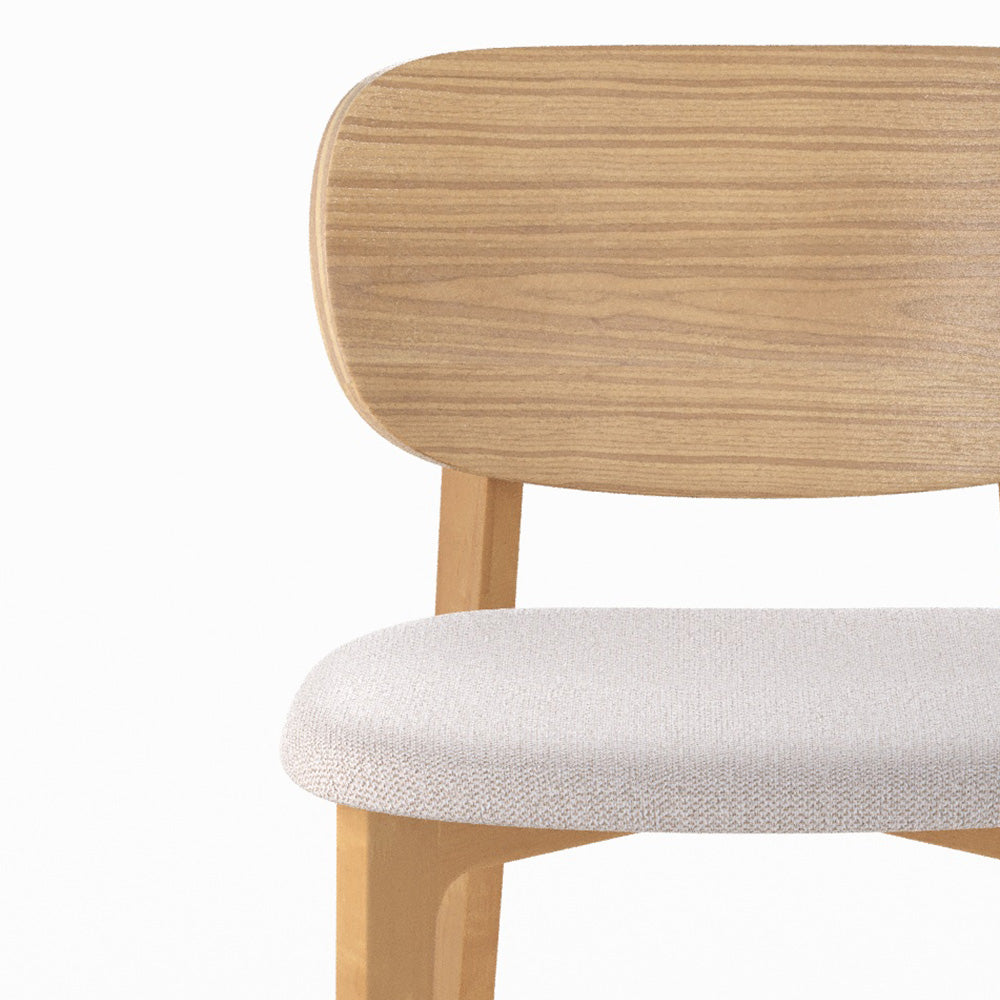 lot de 2 chaises pour ilot central aria en bois clair et tissu beige clair