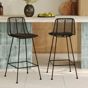 Lot de 2 chaises pour ilot central en rotin noir