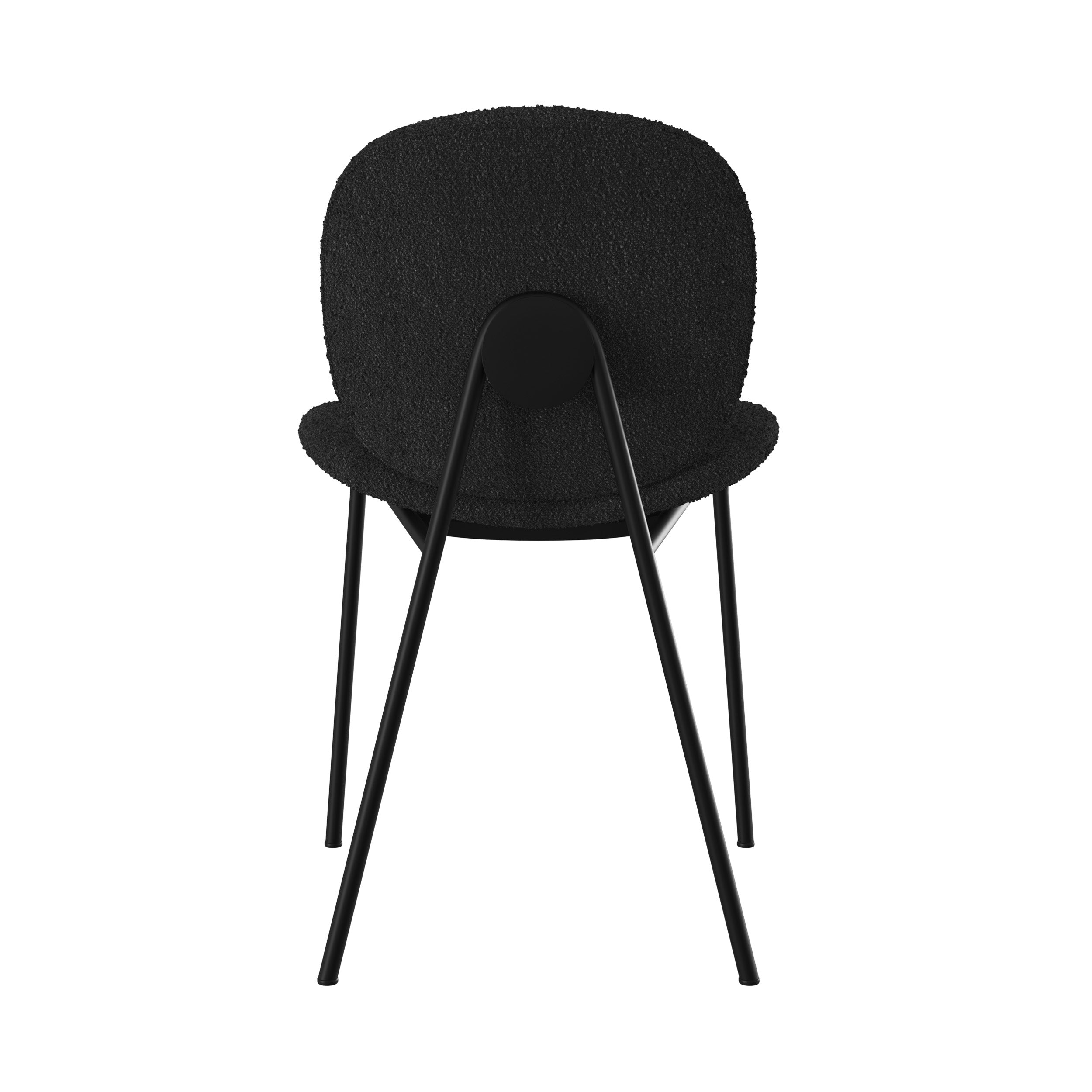 set di 2 sedie iris in tessuto bouclé nero e gambe in metallo nero