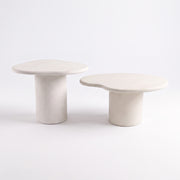 Lot de 2 tables basses organiques Anafi écrues en fibre d'argile effet béton - Maison Pavane