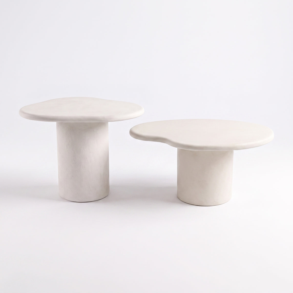 Lot de 2 tables basses organiques Anafi écrues en fibre d'argile effet béton - Maison Pavane