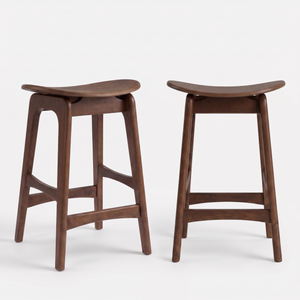 Lot de 2 tabourets pour îlot central Jude 63 cm en bois foncé - Maison Pavane