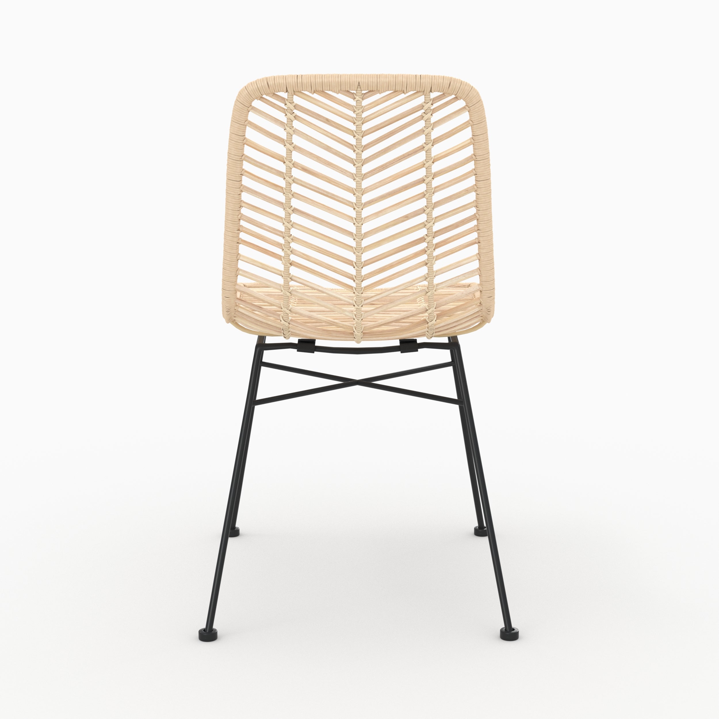 set di due sedie in rattan naturale con gambe nere tamara
