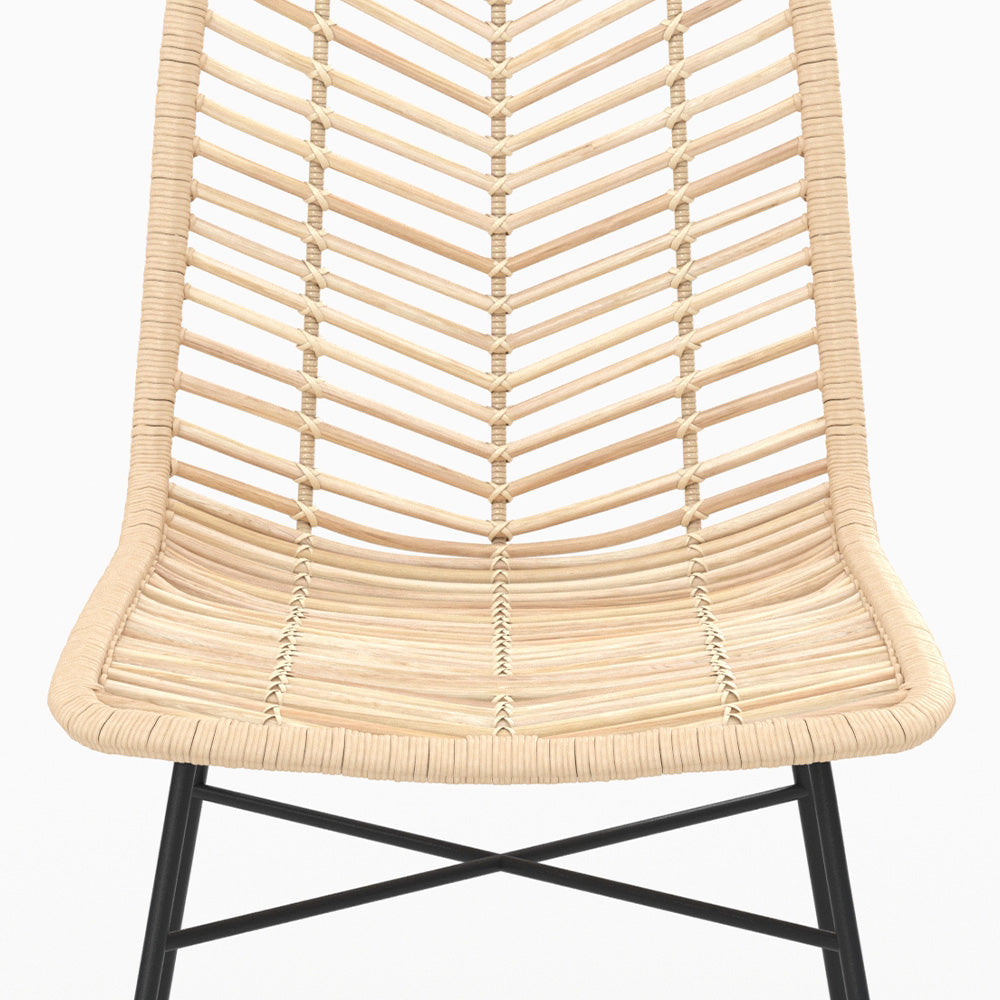 set di due sedie in rattan naturale con gambe nere tamara