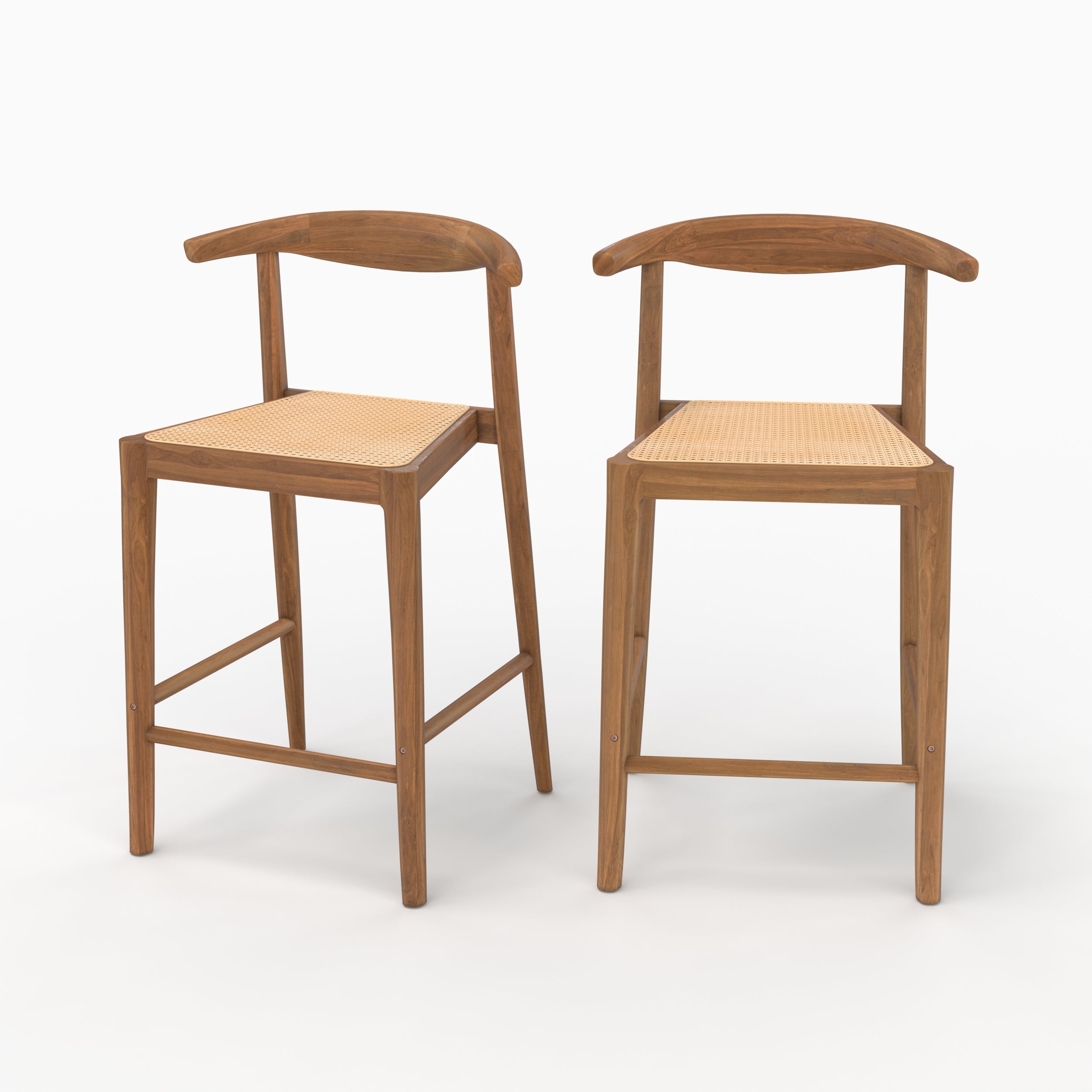 Lot deux chaises ilot Alia 64cm teck et cannage