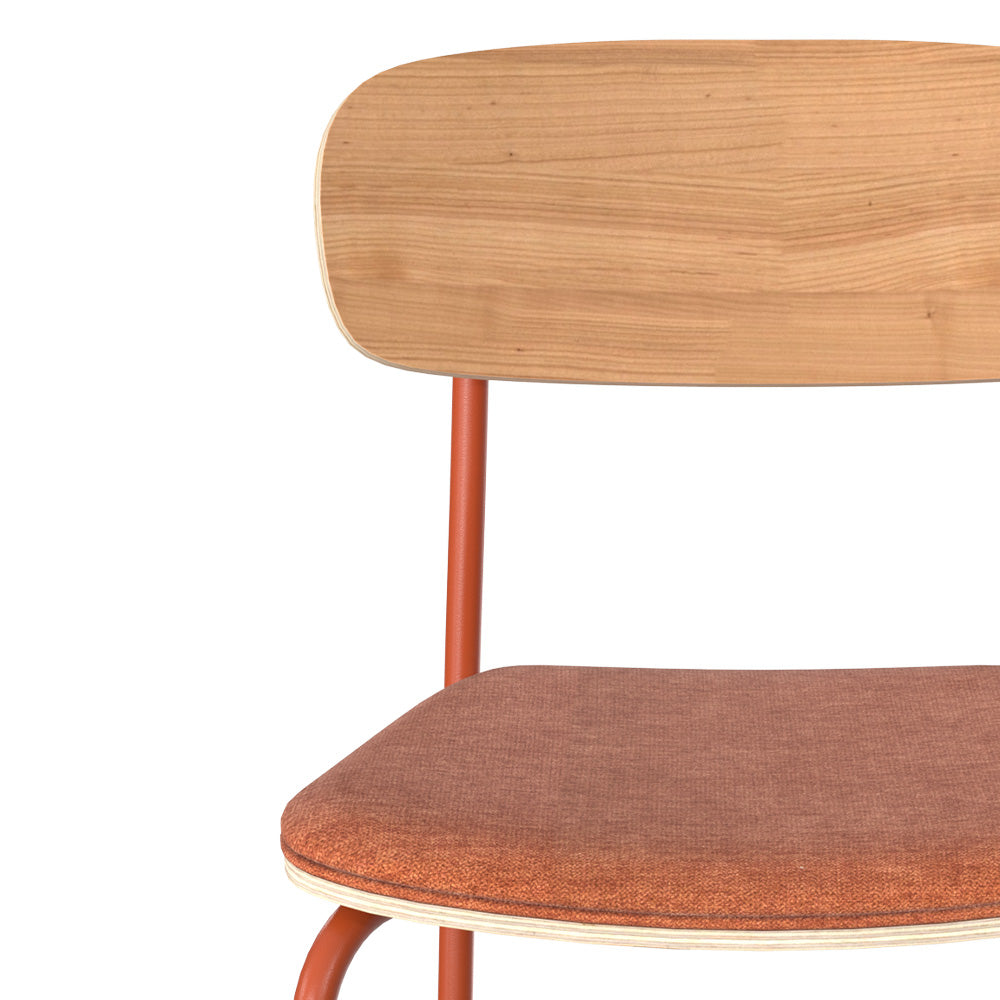 louna set di 2 sedie in legno e tessuto terracotta