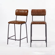 Lot de 2 chaises pour îlot central Arsène 65 cm en cuir de buffle marron
