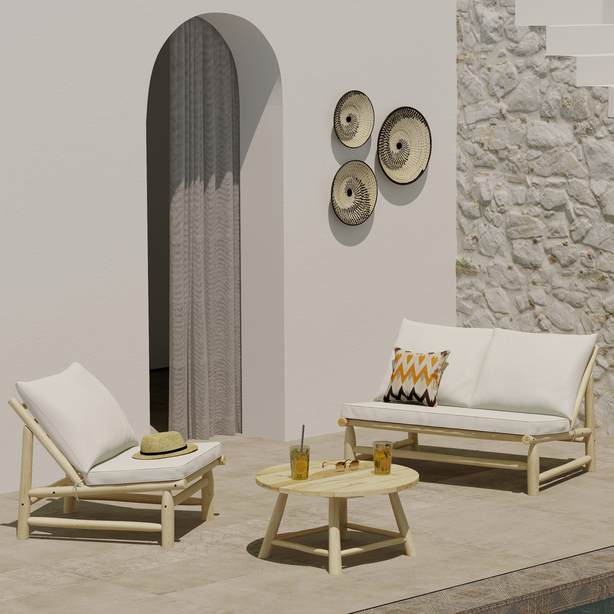 makam fauteuil de jardin en teck blanc casse ambiance