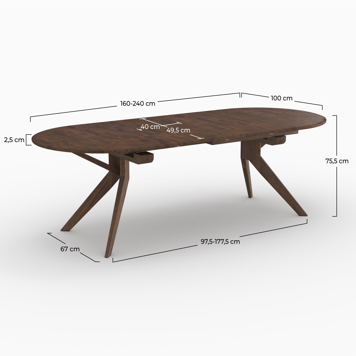 tavolo da pranzo merlin in legno scuro allungabile in hevea massello rdv deco
