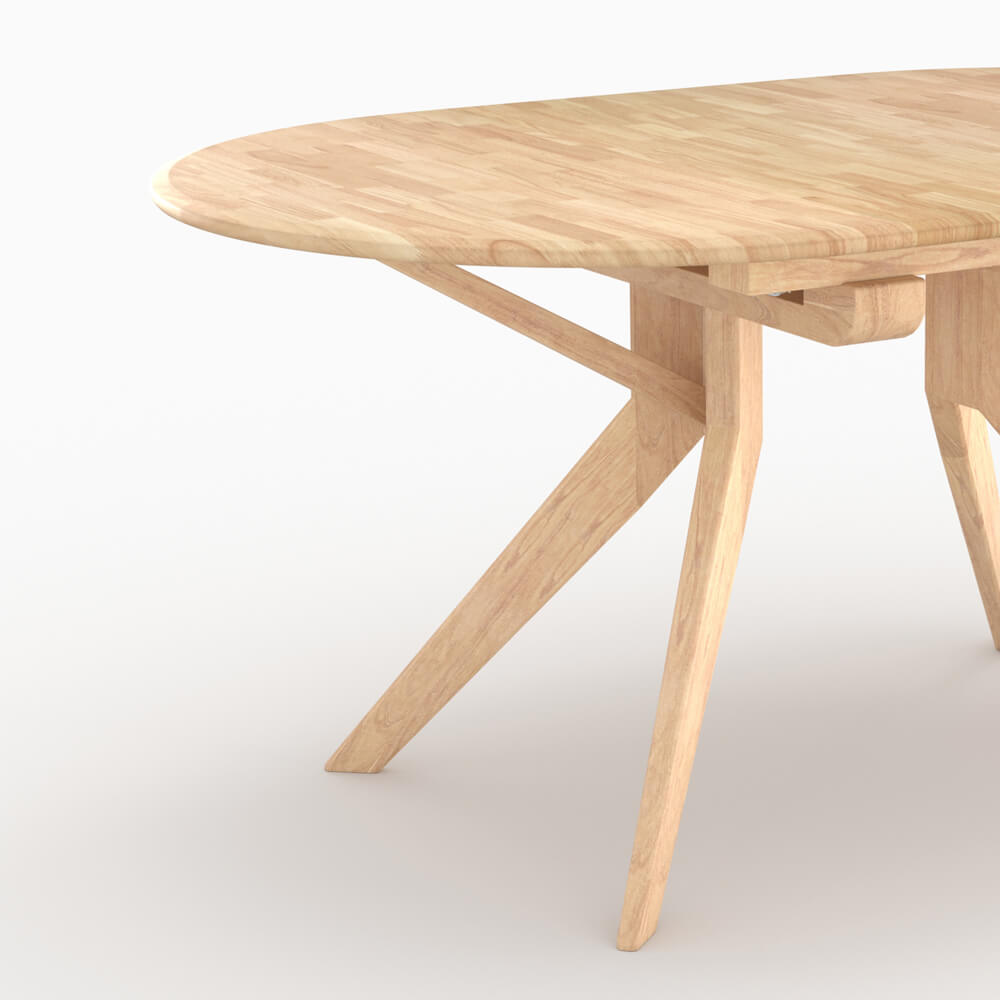 tavolo allungabile merlin in legno chiaro di hevea per 6-8 persone