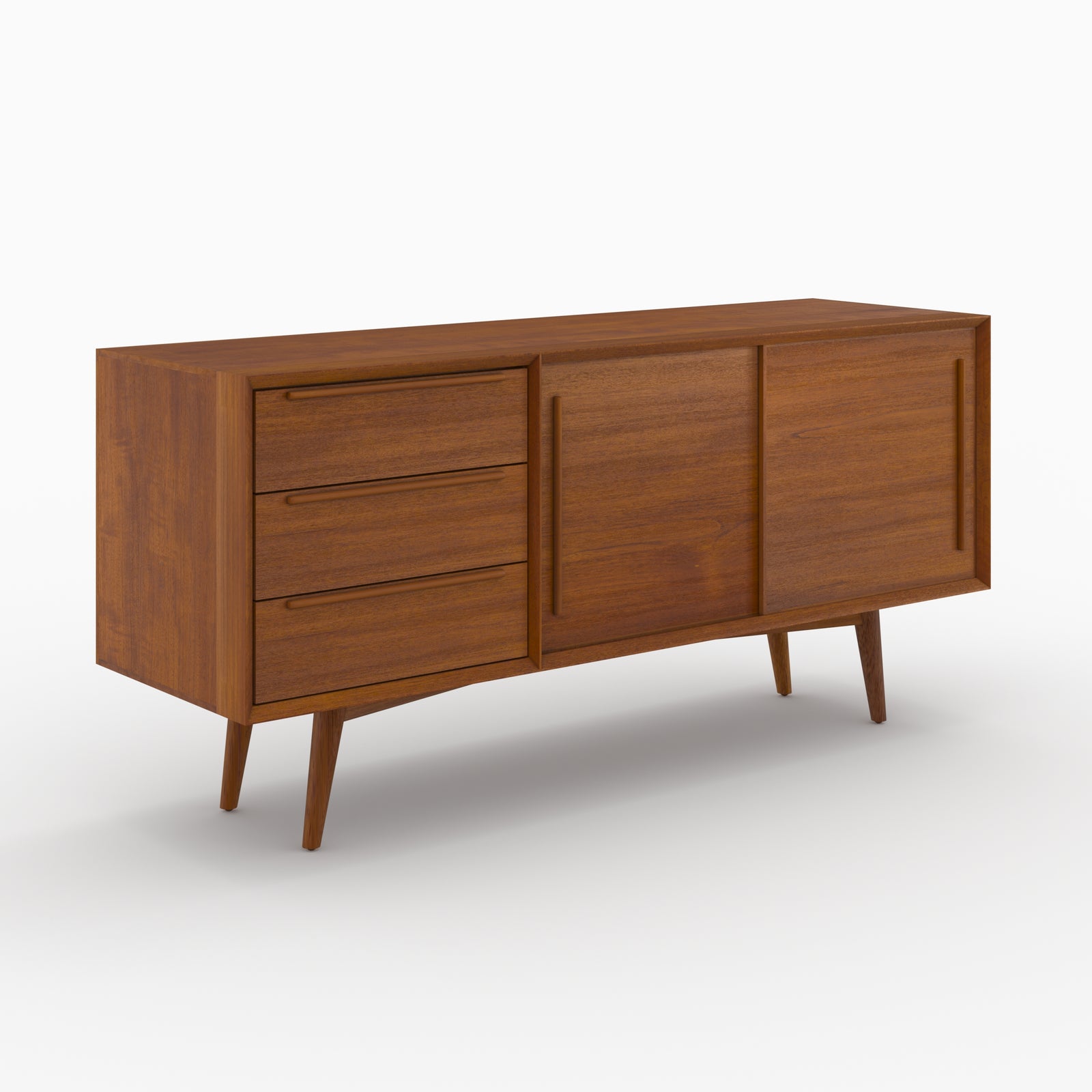 mobile buffet waya in teak massello 2 porte 3 cassetti