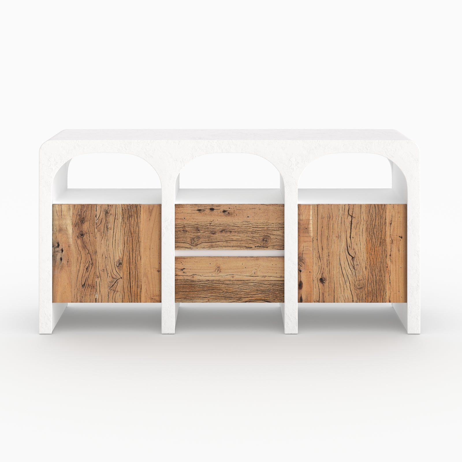 Meuble Fira bois et béton blanc cassé