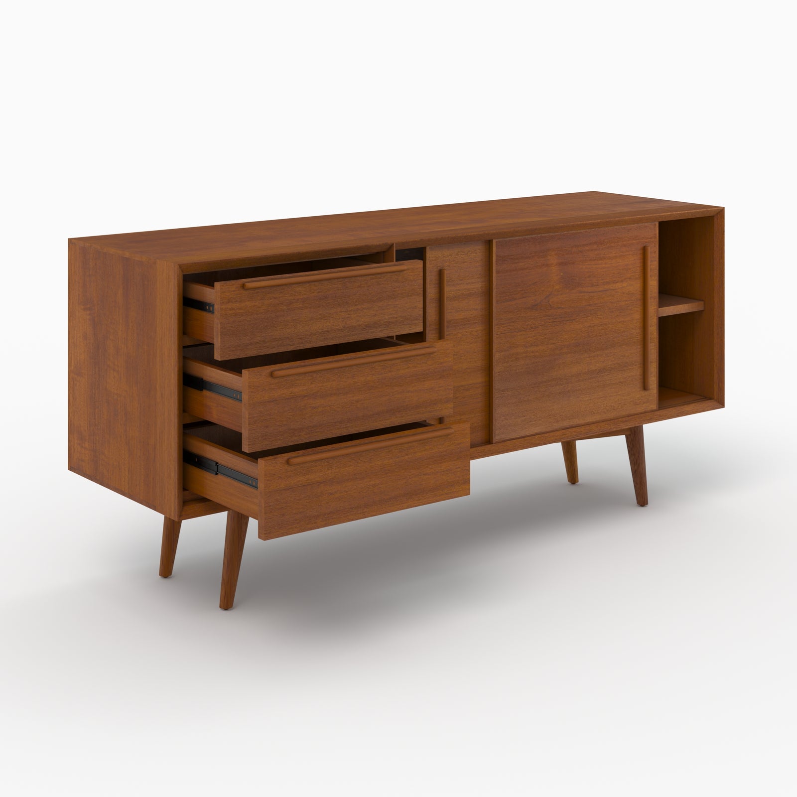 mobile di archiviazione buffet in teak massiccio waya 2 porte 3 cassetti