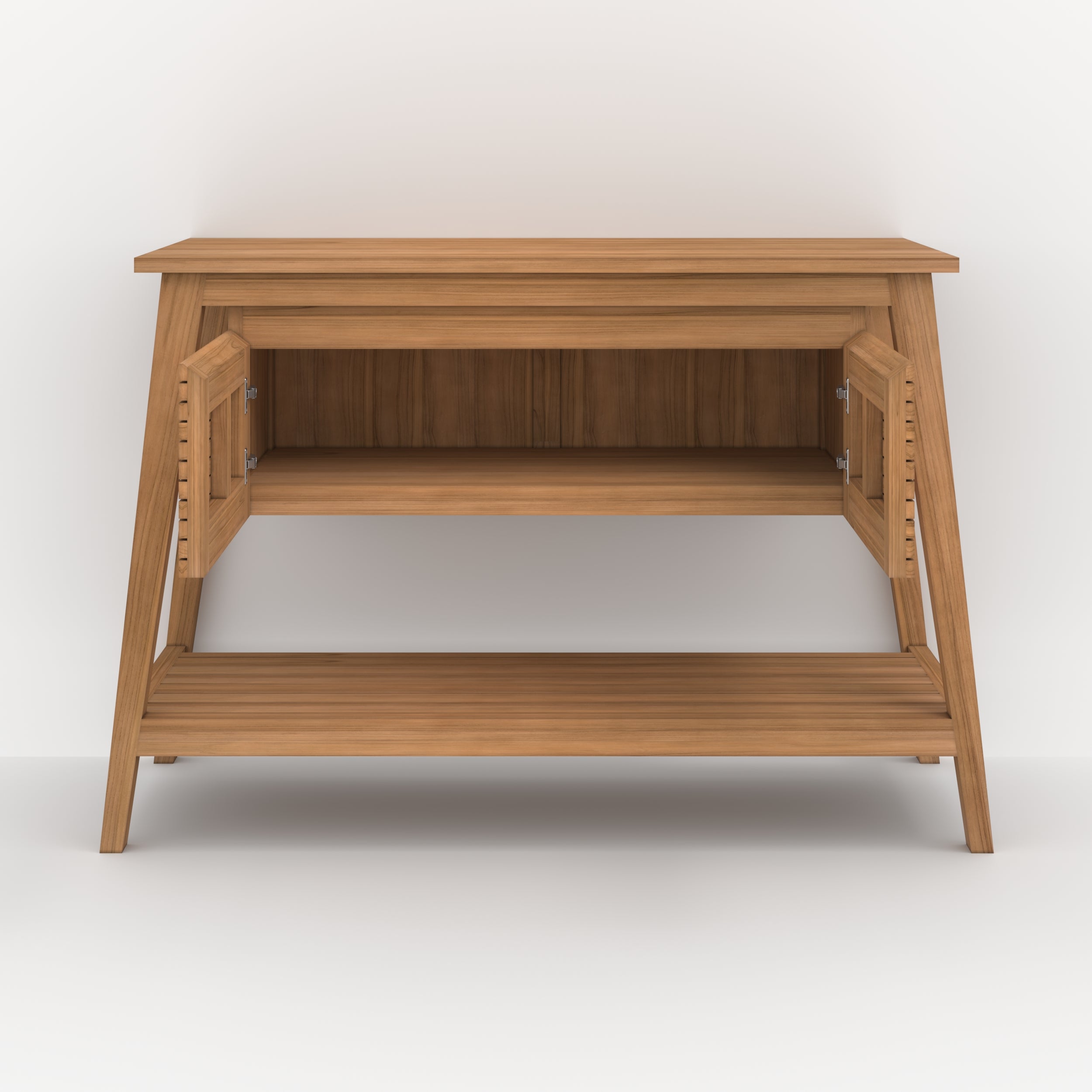 meuble salle de bain cesar teck massif 120 cm