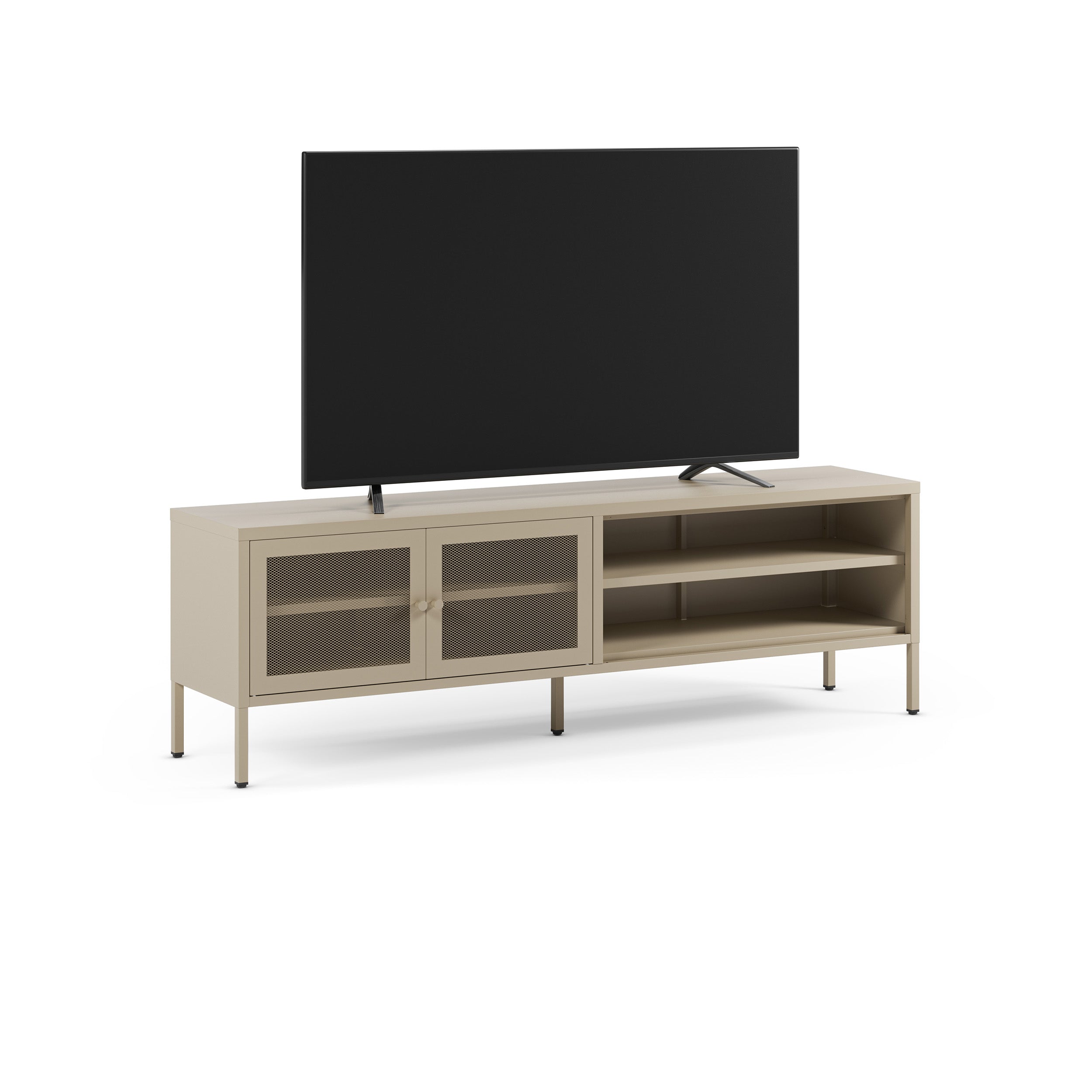Meuble tv 2 portes Latem métal beige 160cm