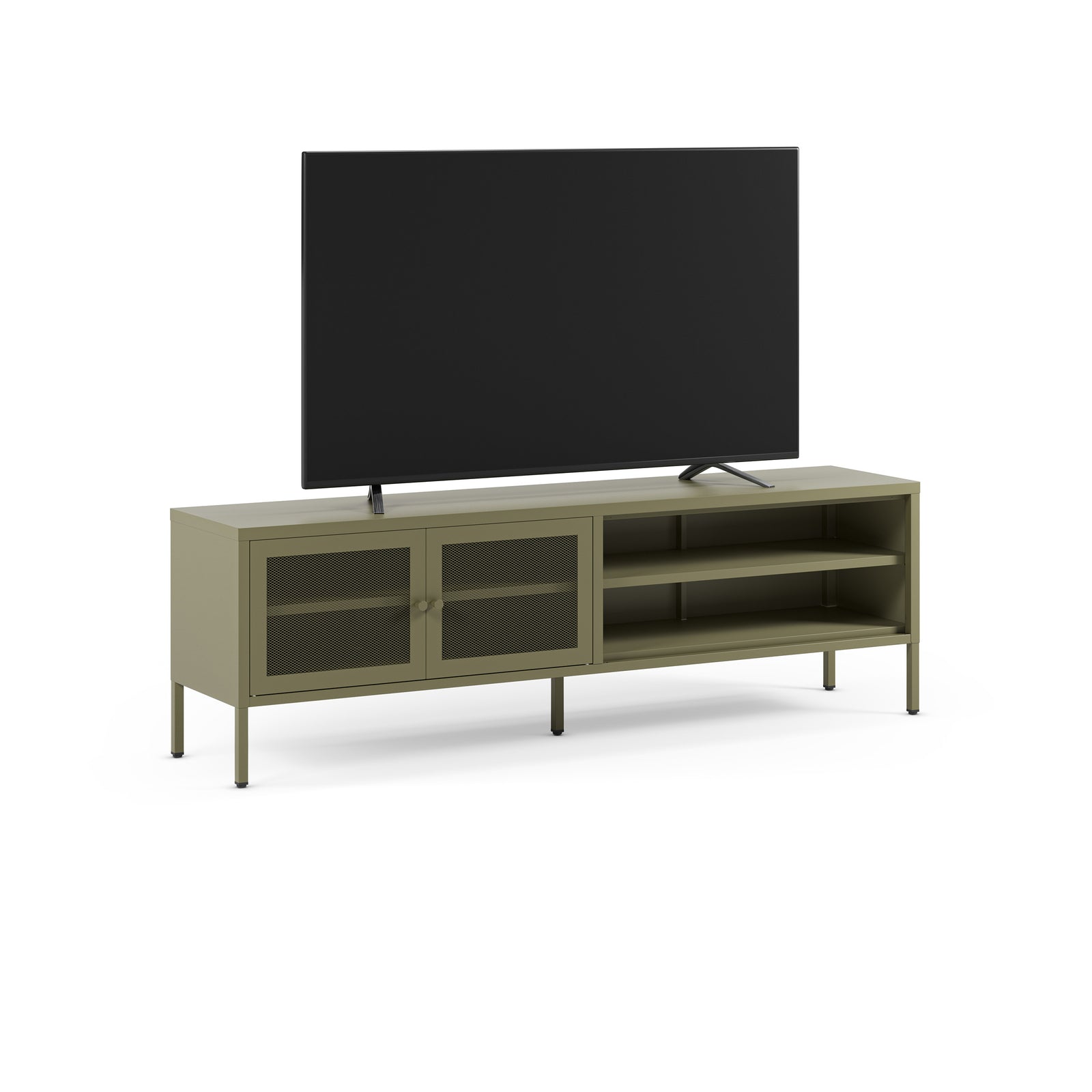 Meuble tv 2 portes Latem métal vert 160cm