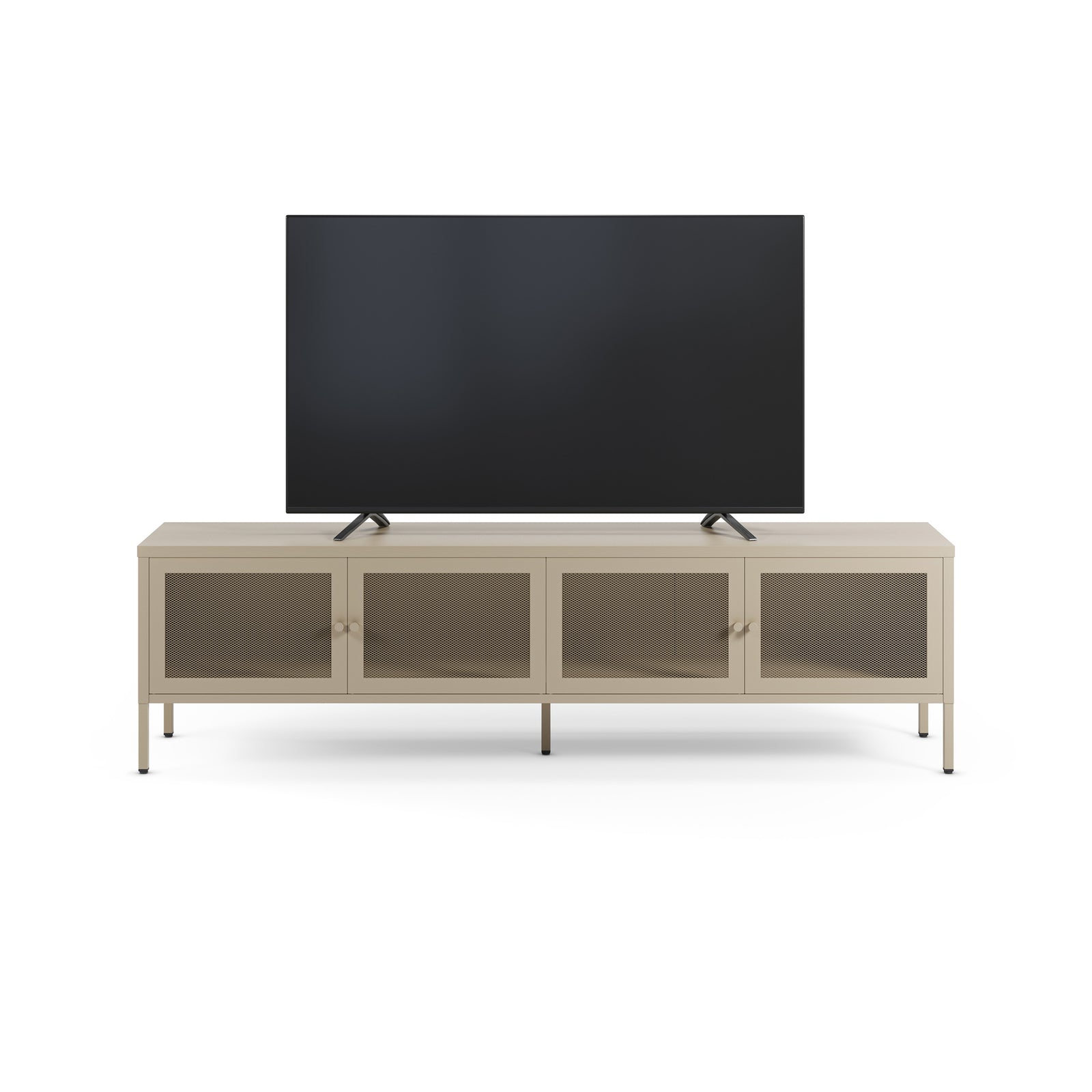 Meuble tv 4 portes Latem métal beige 160cm