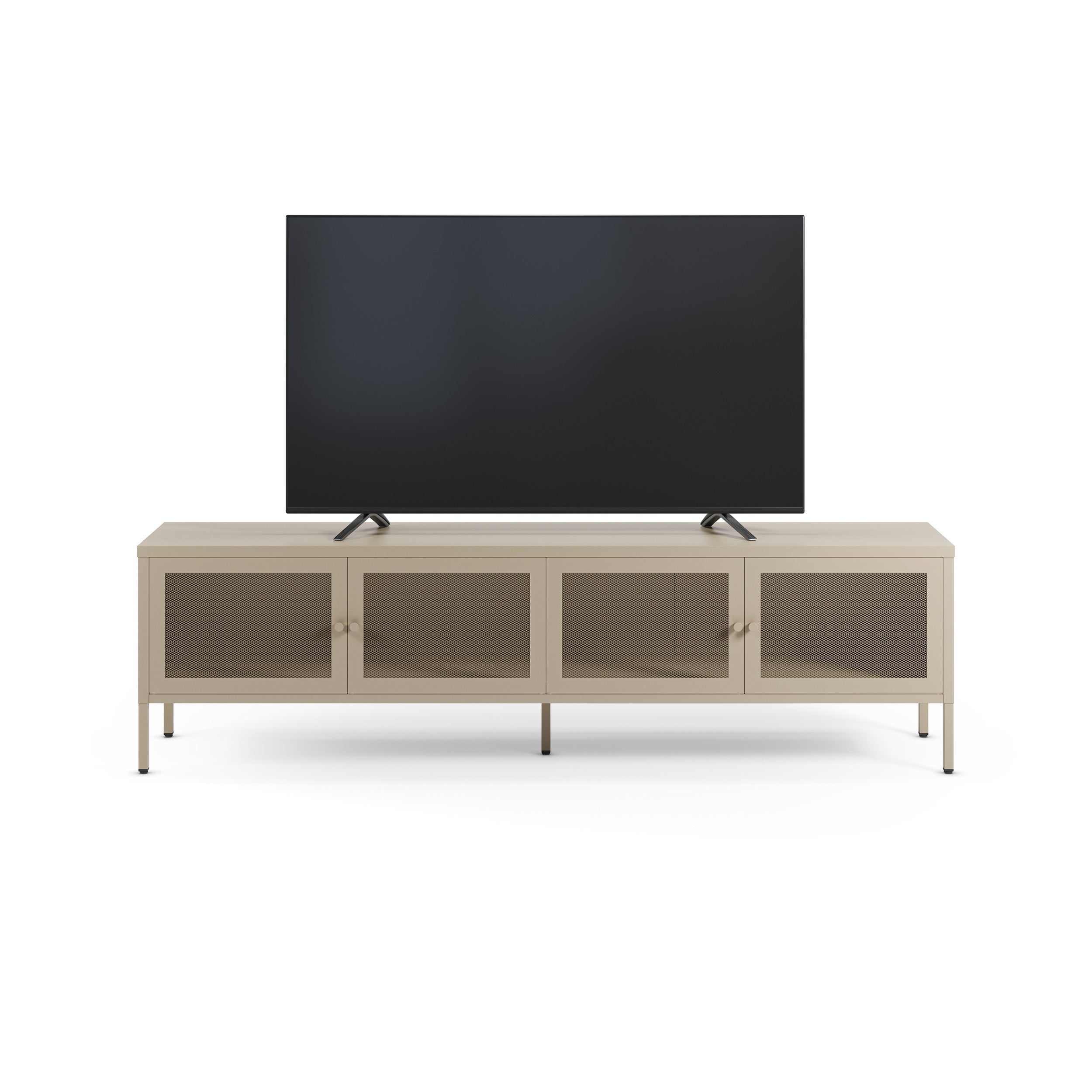 Meuble tv 4 portes Latem métal beige 160cm