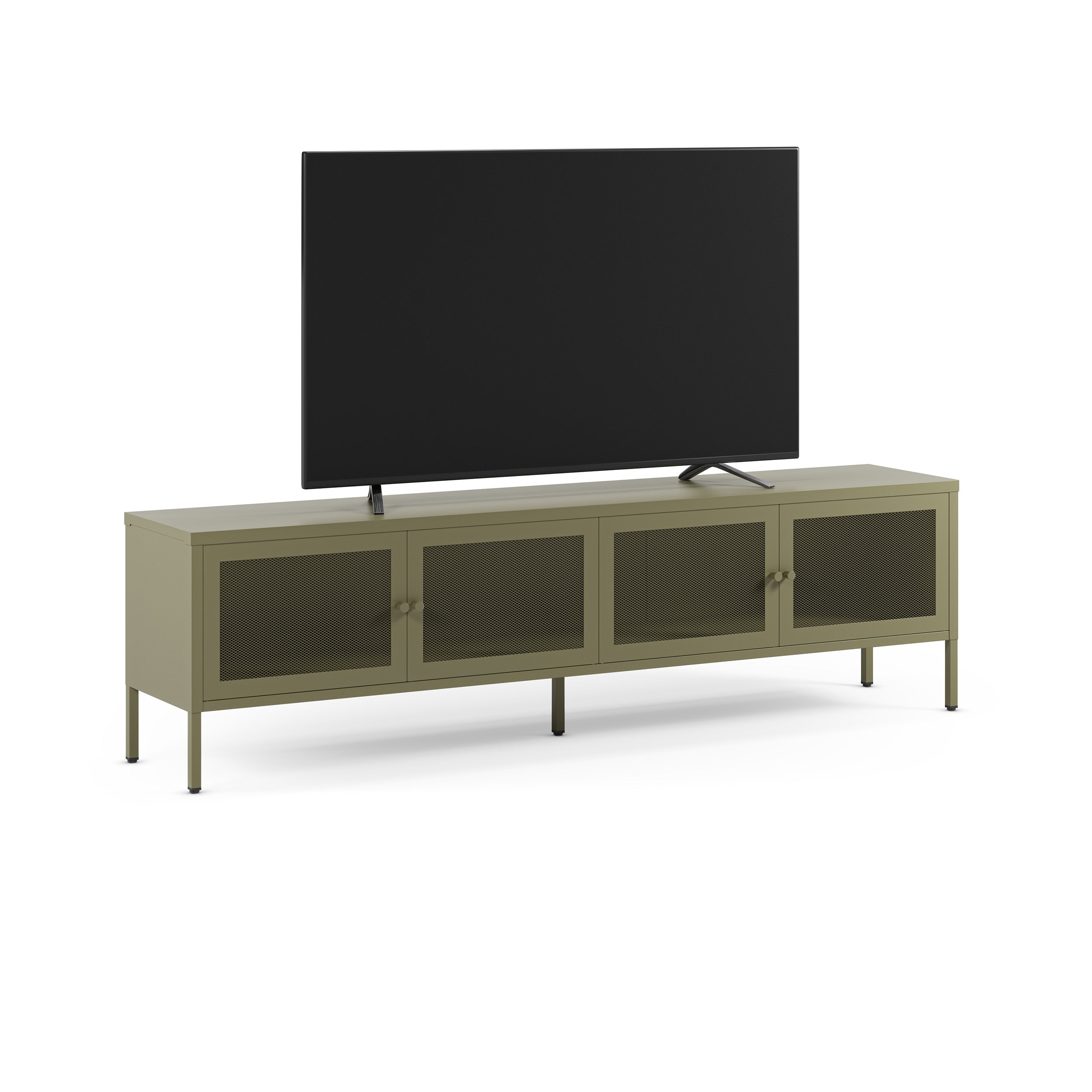 Meuble tv 4 portes Latem métal vert 160cm