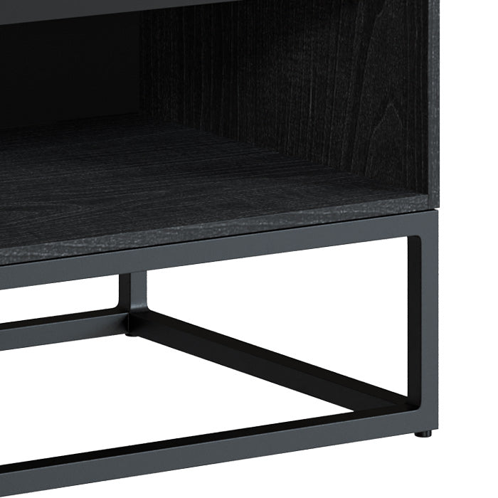 Mobile TV 90 cm in legno chiaro e nero industrial