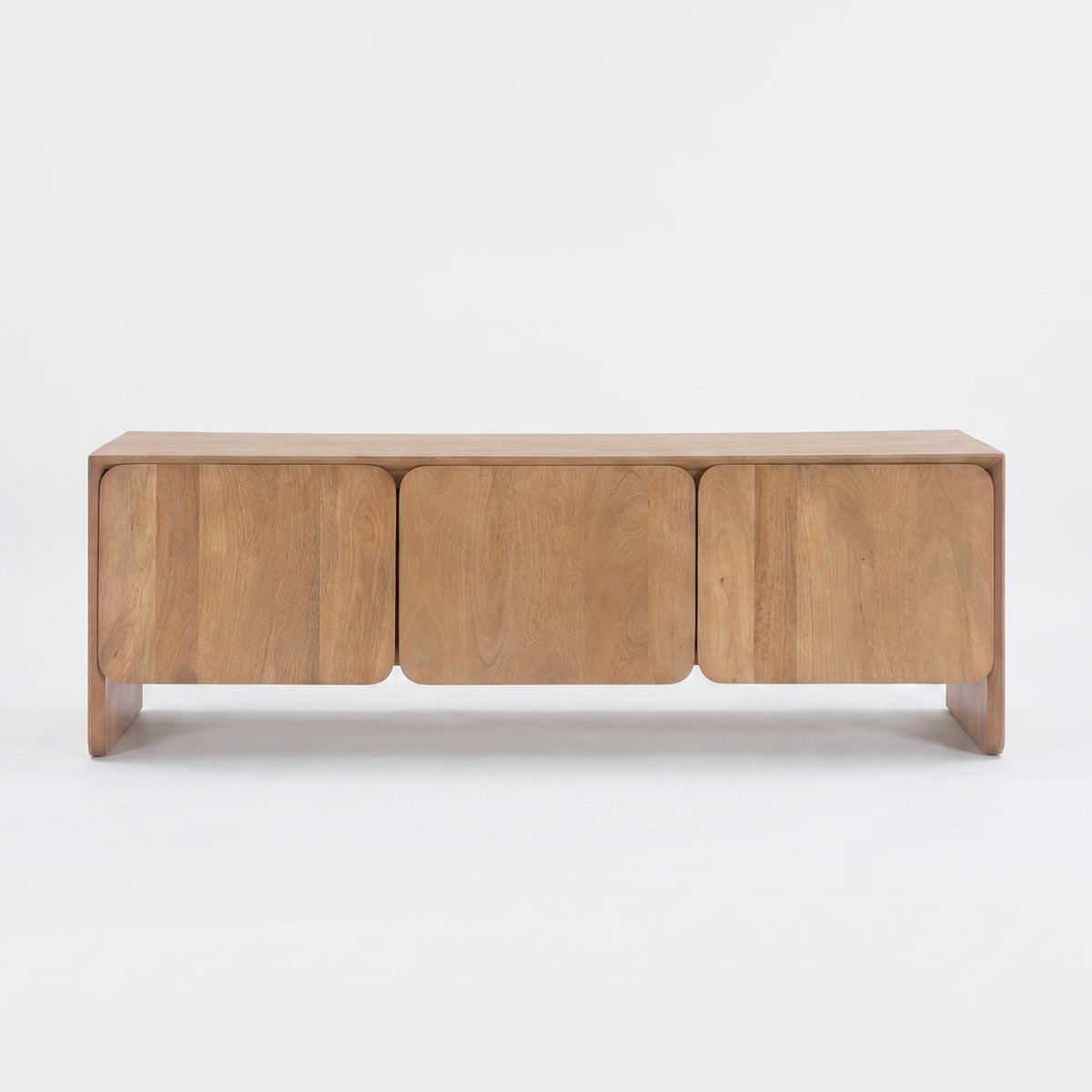 Meuble TV Achille en bois de manguier marron clair 150 cm, vue de face - Maison Pavane