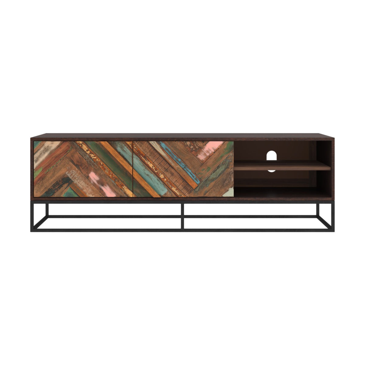 meuble tv en bois d acacia et bois recycle krabi_1