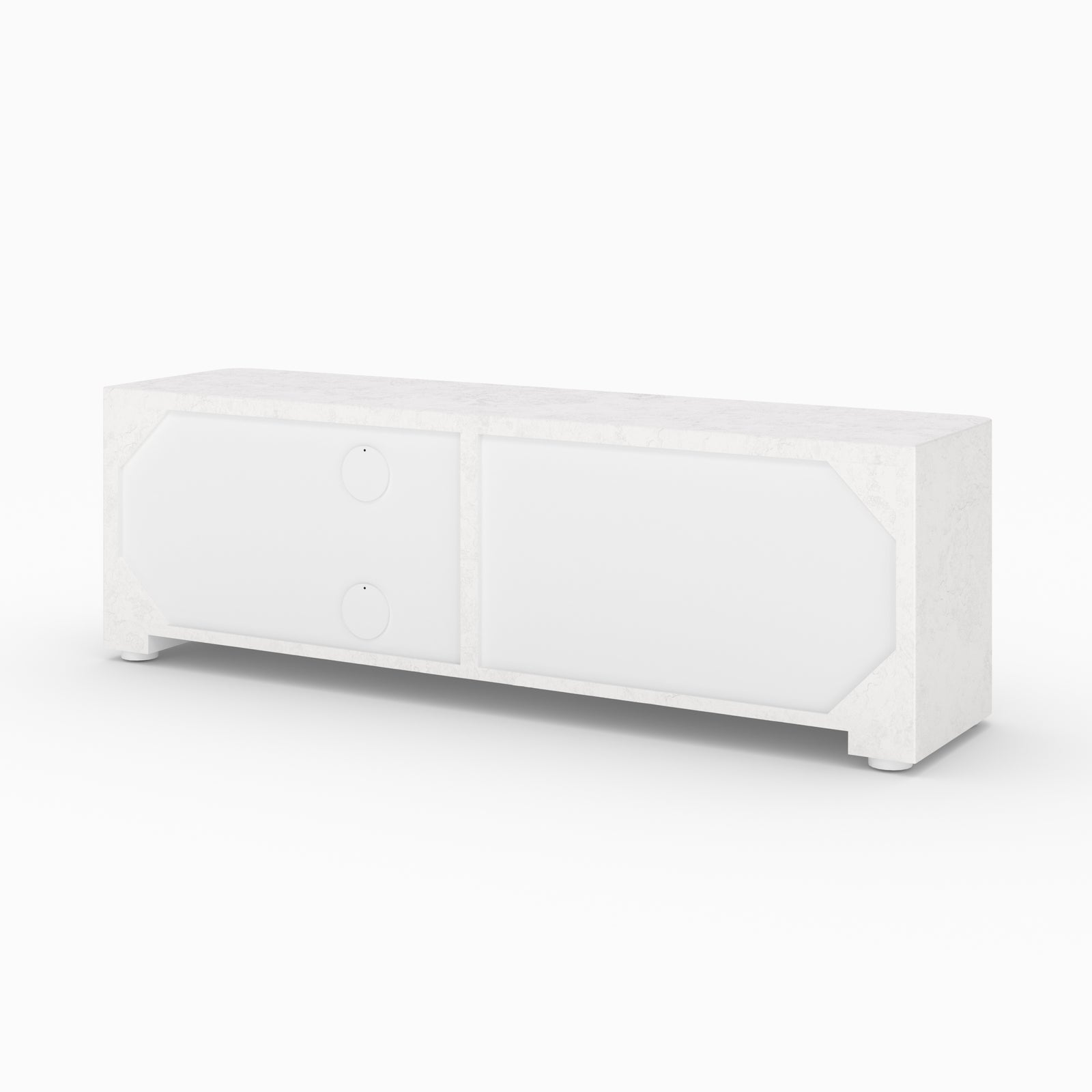 Meuble tv Fira plâtre blanc cassé 140cm niche grecque vue face packshot