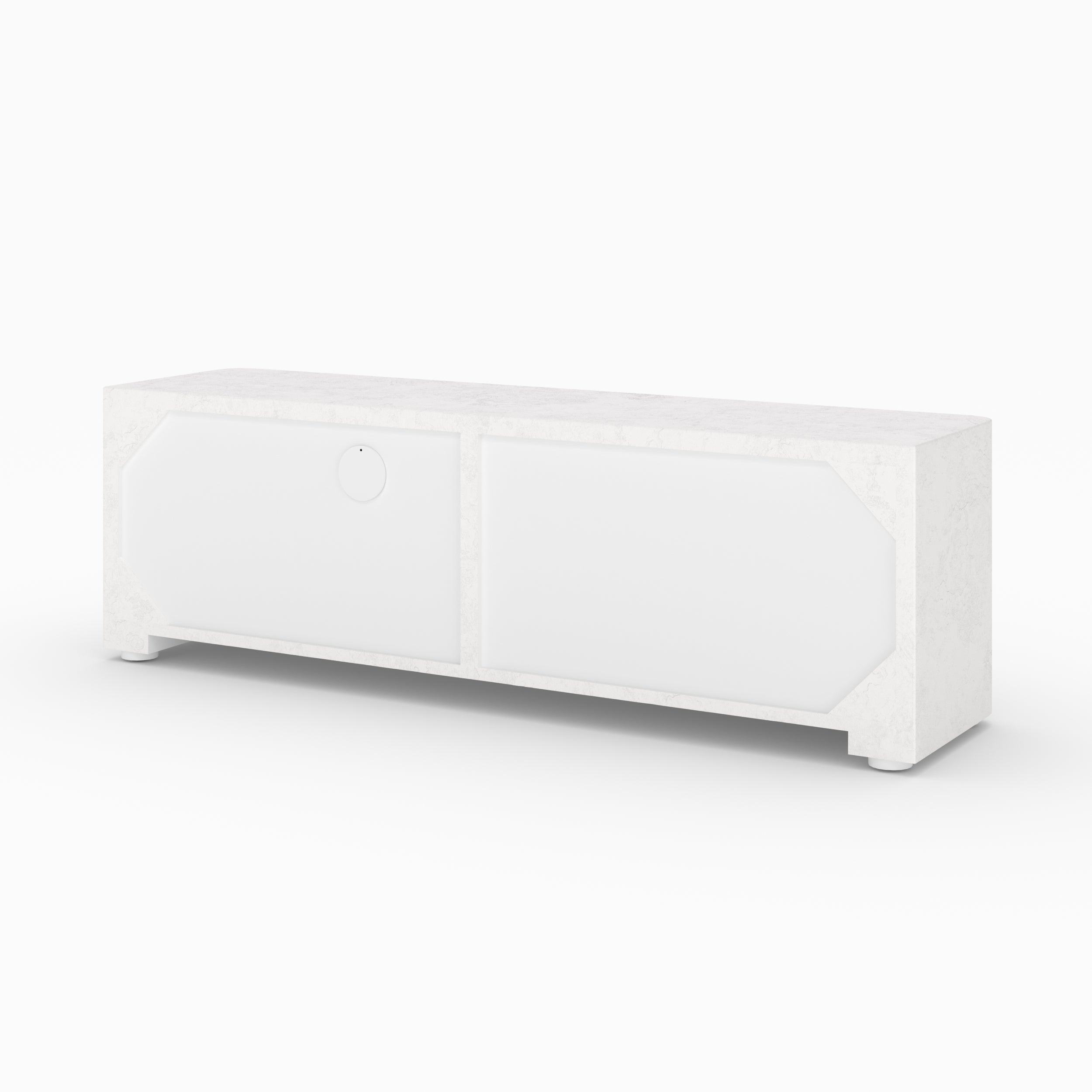 Meuble tv Fira plâtre blanc cassé 140cm vue face packshot