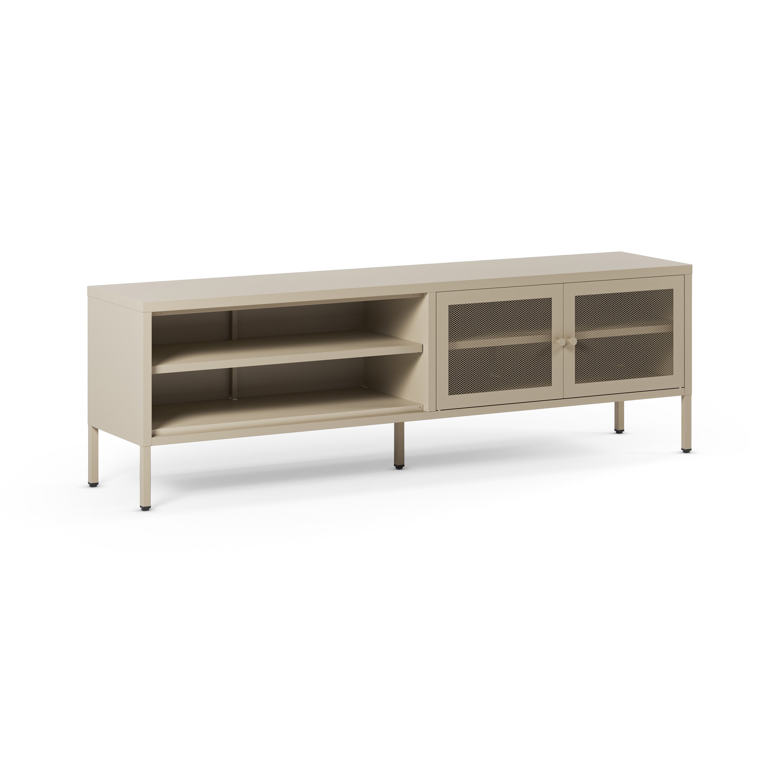 Meuble tv métal beige Latem 160cm 2 portes