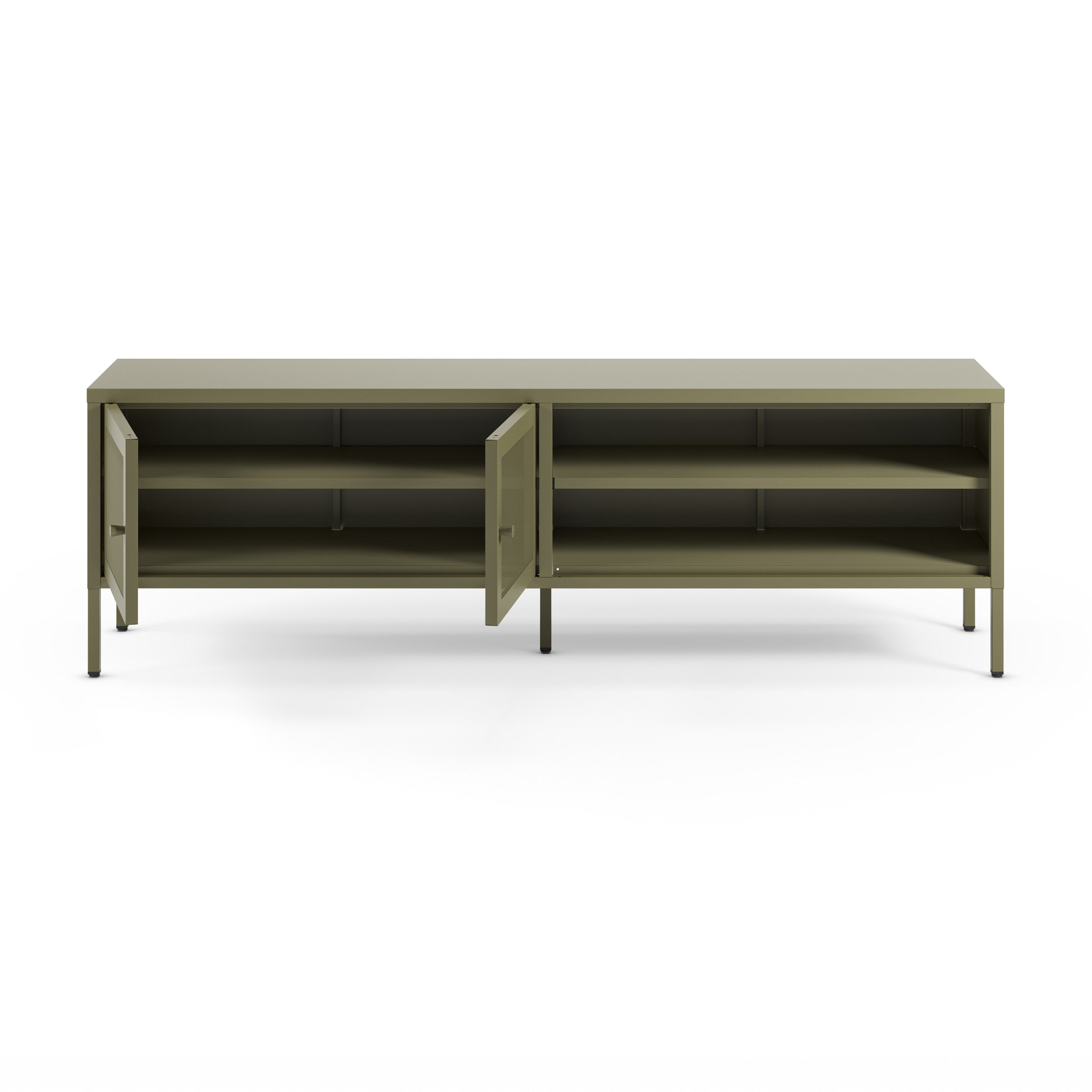 Meuble tv métal vert Latem 160cm 2 portes