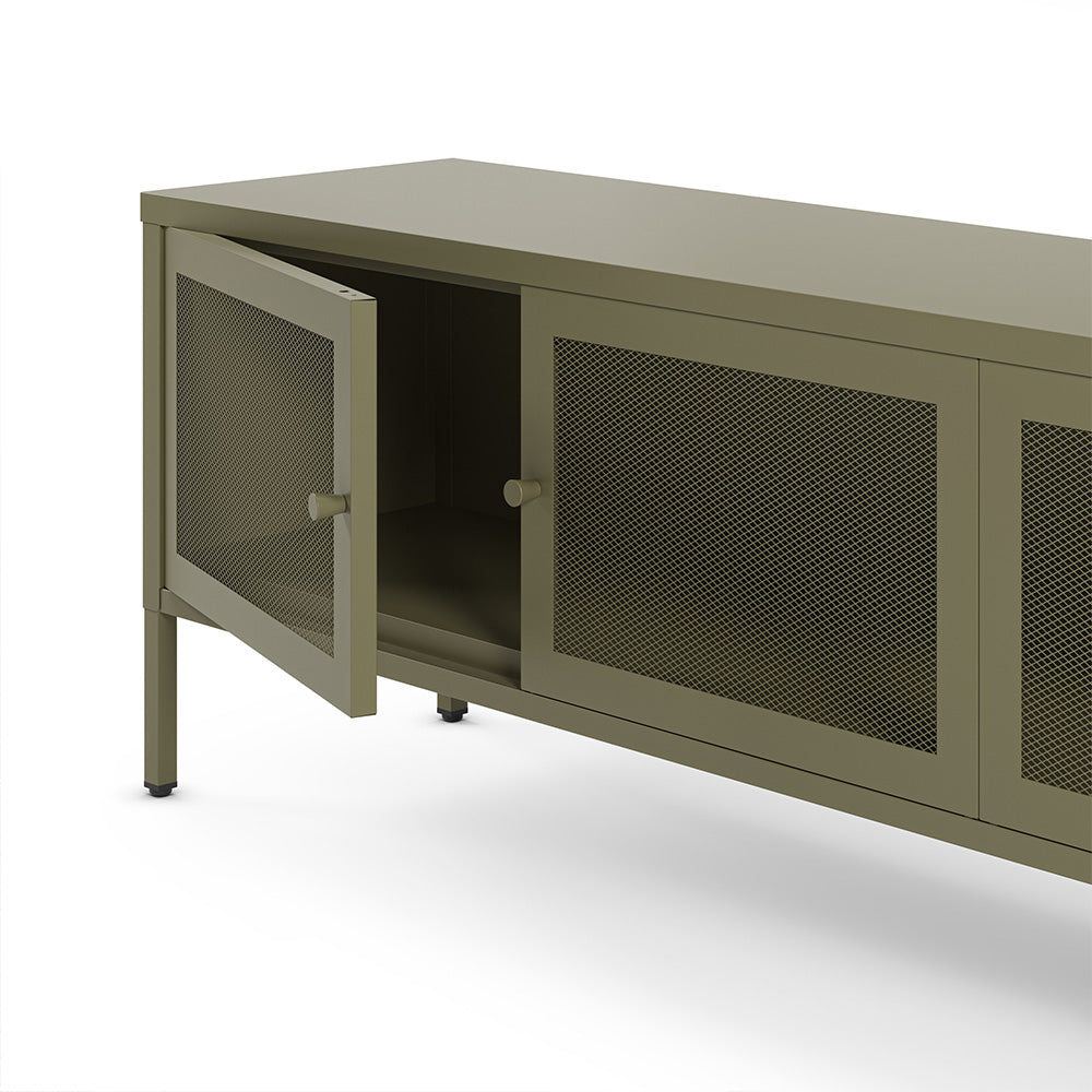 Meuble tv métal vert Latem 4 portes 160cm