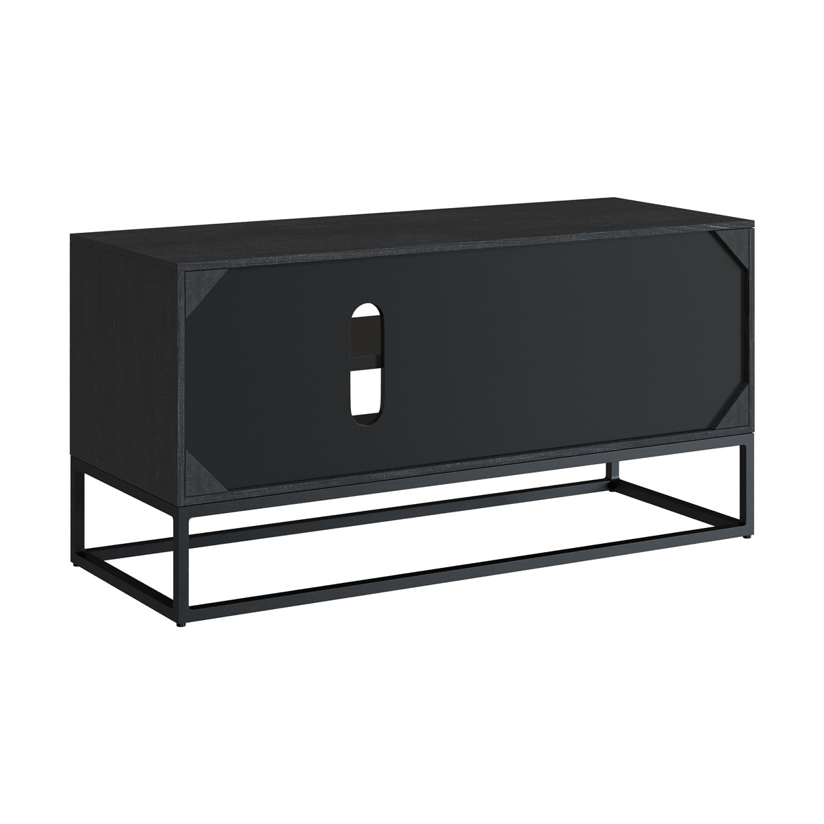 Mobile TV multi ripostiglio 90 cm in legno nero e legno chiaro Jakson